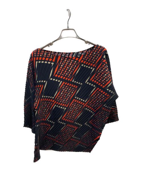 【極美品】ISSEY MIYAKE ベルベット プリーツブラウス ダークブラウン PLEATS PLEASE プリーツプリーズ イッセイミヤケ PP91-JK075