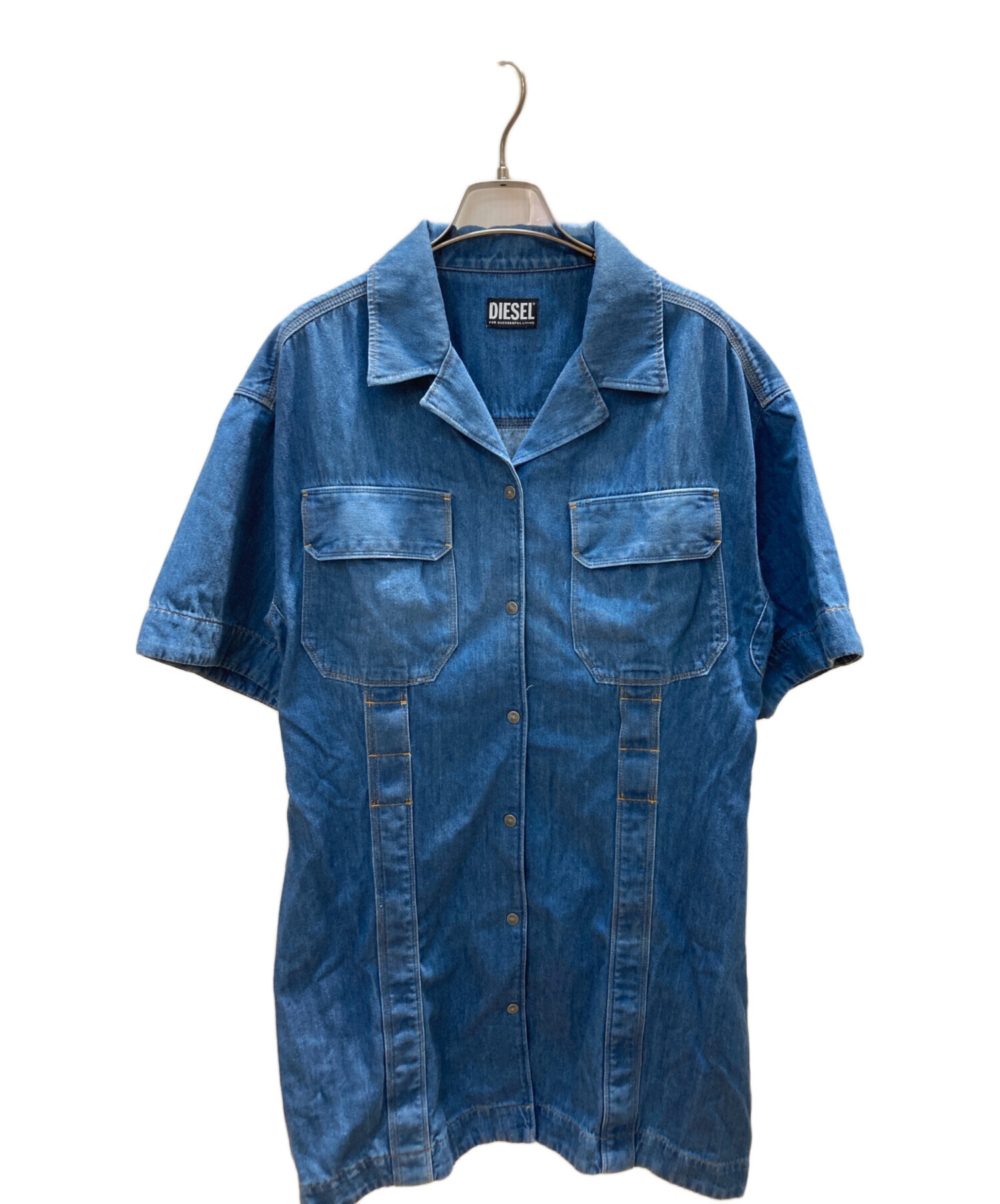 現行 Diesel ディーゼル デニム シャツ ワンピース ロゴ 刺繍 中古・古着通販】DIESEL (ディーゼル) デニムシャツワンピース