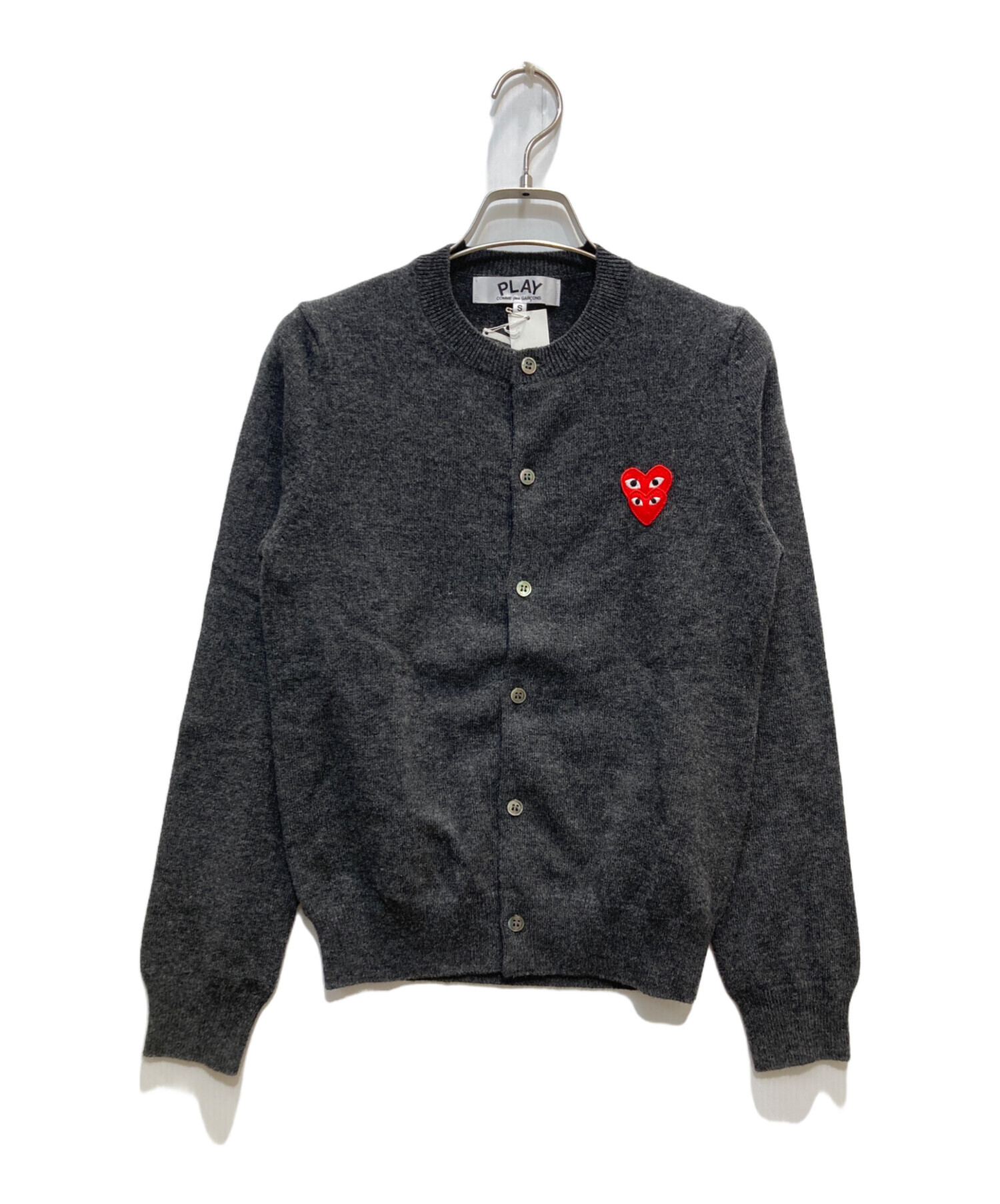 カーディガン COMME des GARCONS PLAY ダブルハートグレー プレイ