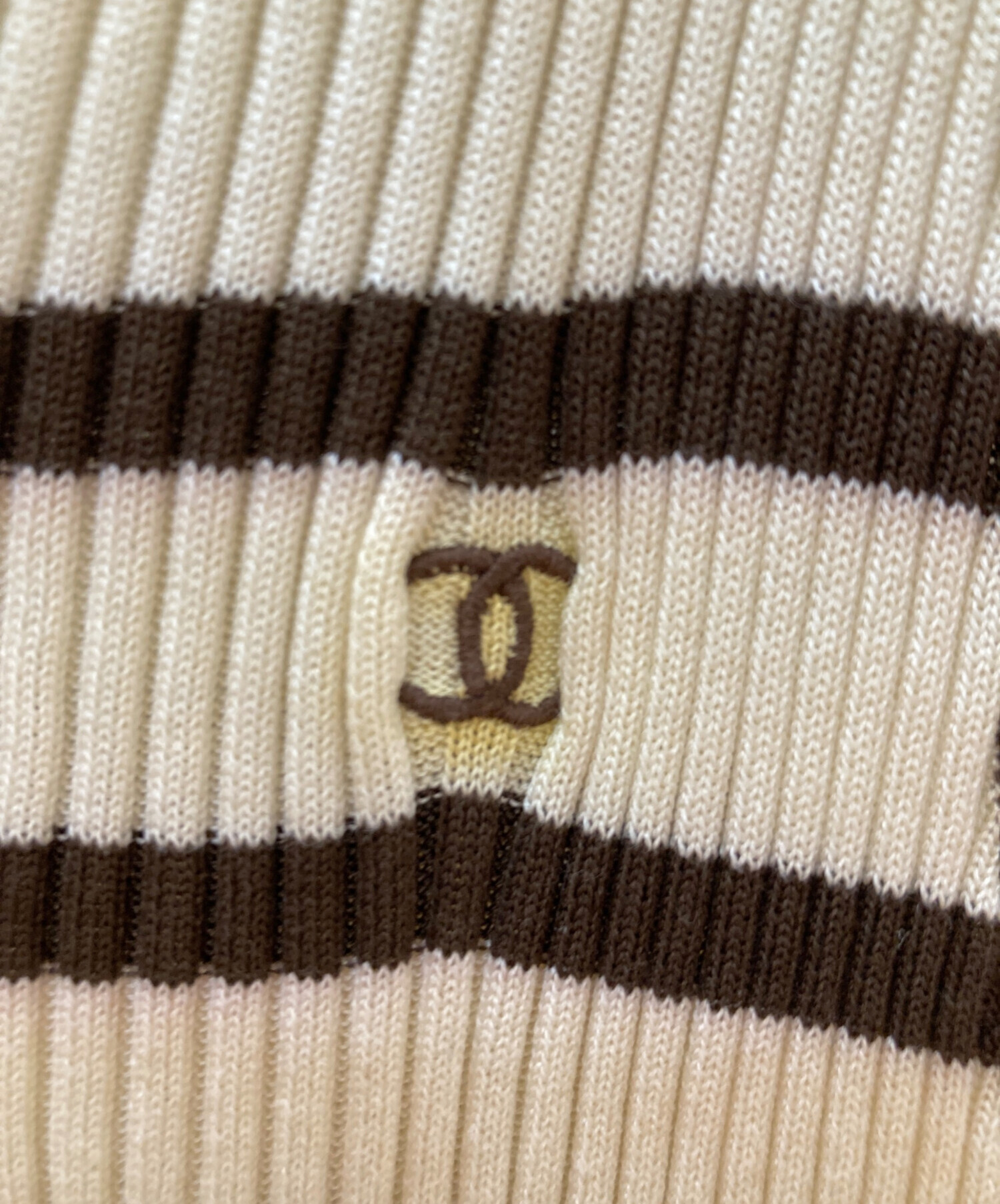 中古・古着通販】CHANEL (シャネル) リブニットボーダーワンピース