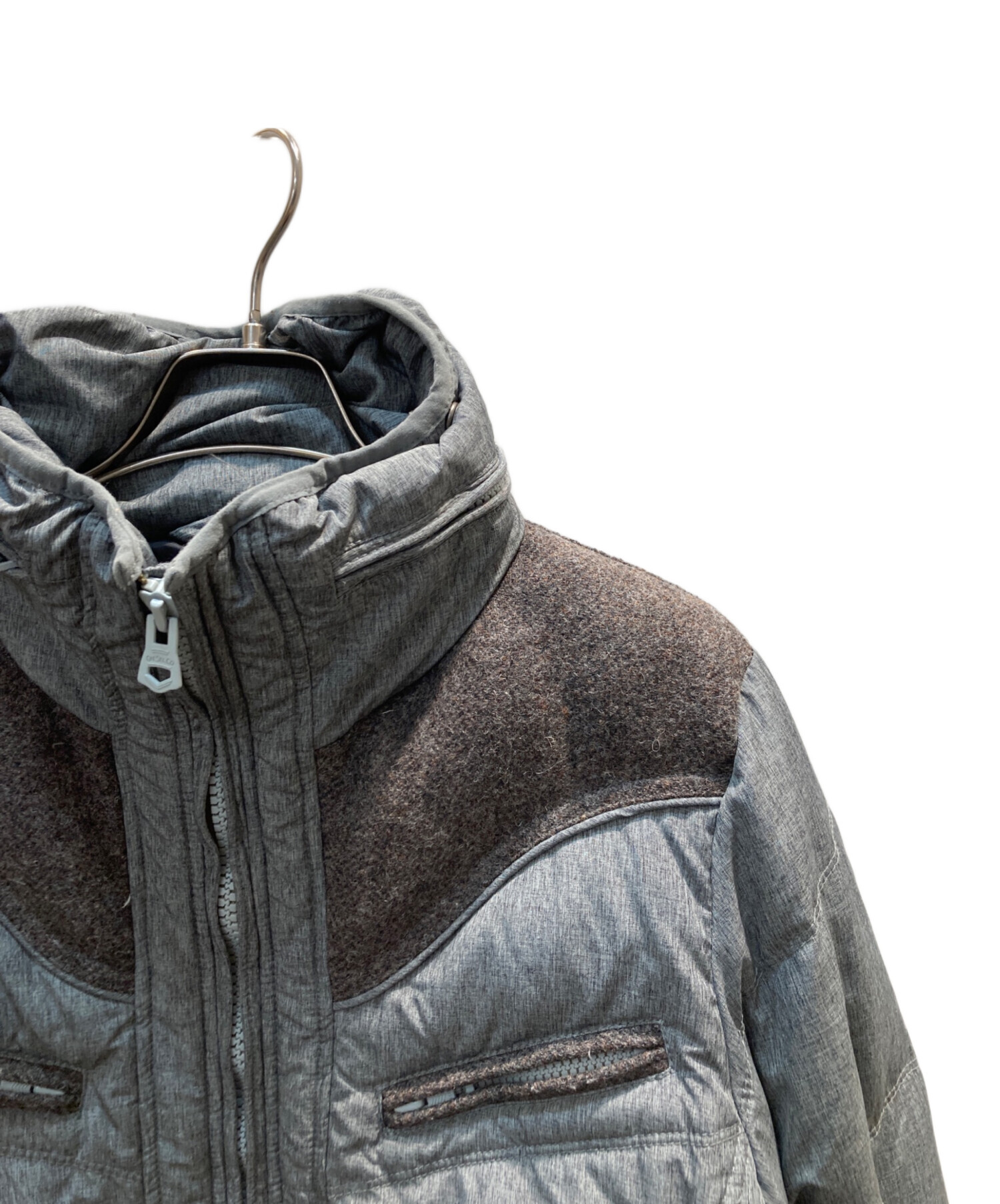 DIESEL フード付きグレー ダウンジャケット 中古・古着通販】DIESEL (ディーゼル) ダウンジャケット グレー サイズ
