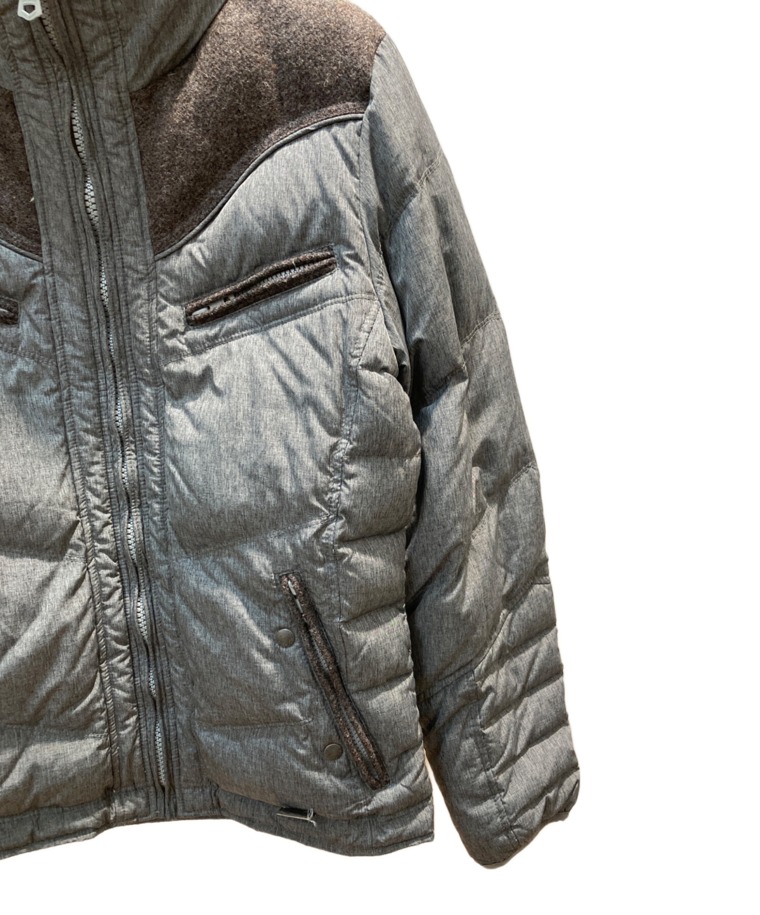 DIESEL フード付きグレー ダウンジャケット 中古・古着通販】DIESEL (ディーゼル) ダウンジャケット グレー サイズ