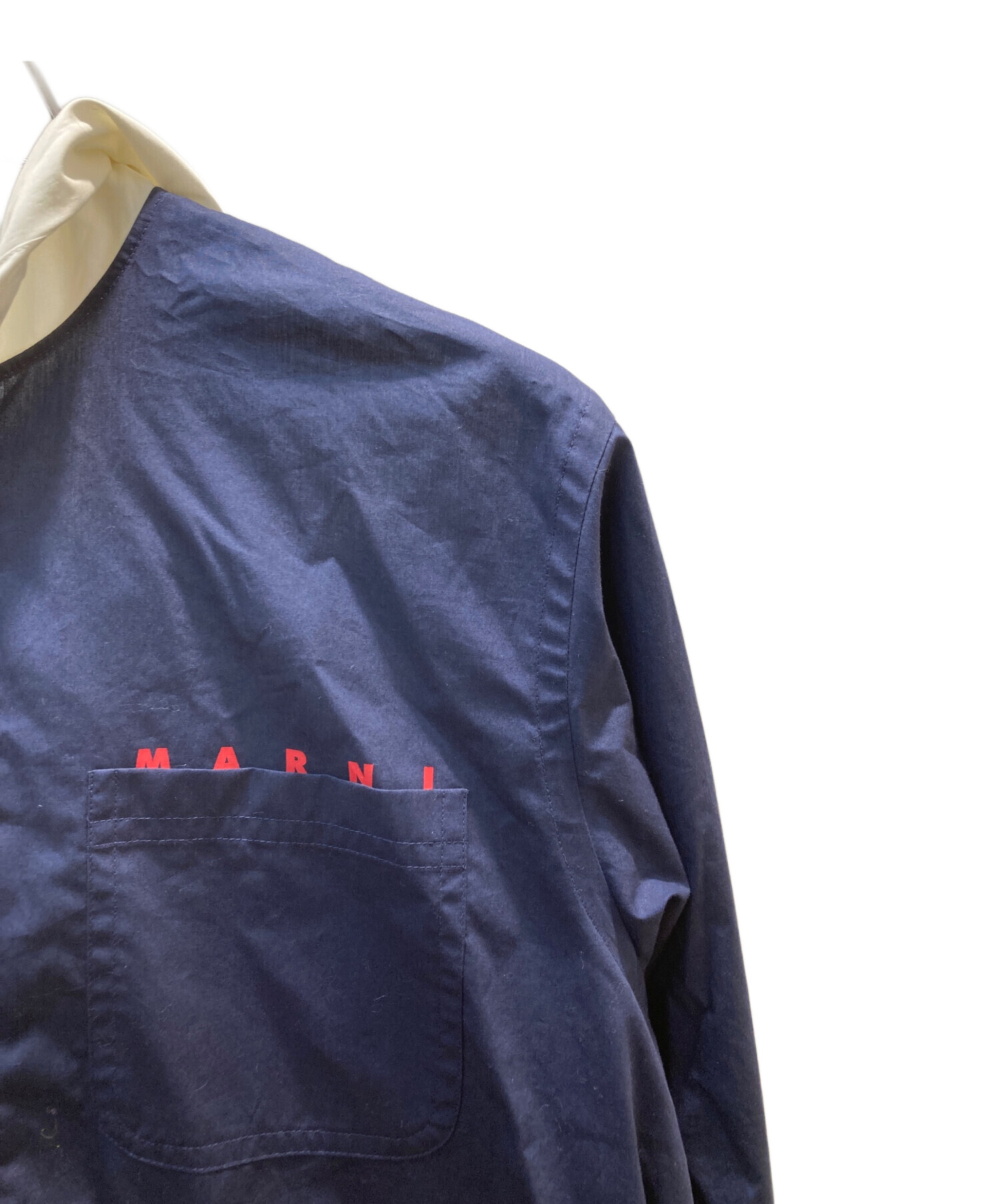 中古・古着通販】MARNI (マルニ) シャツフーディー ネイビー サイズ:46 