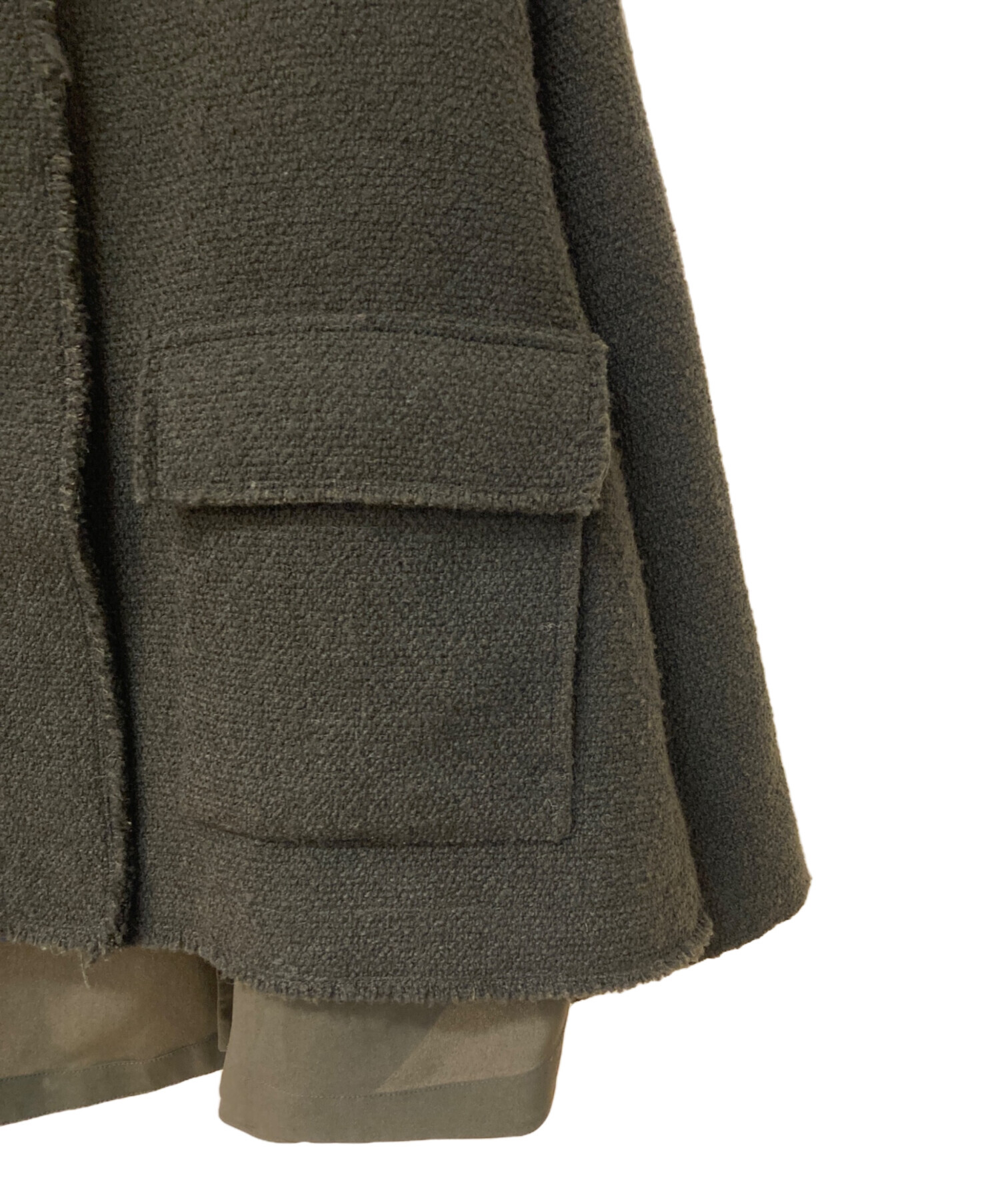 未使用品！ZARA wool blend button jacket サイズS 中古・古着通販】ZARA (ザラ) TEXTURED WOOL BLEND JACKET カーキ