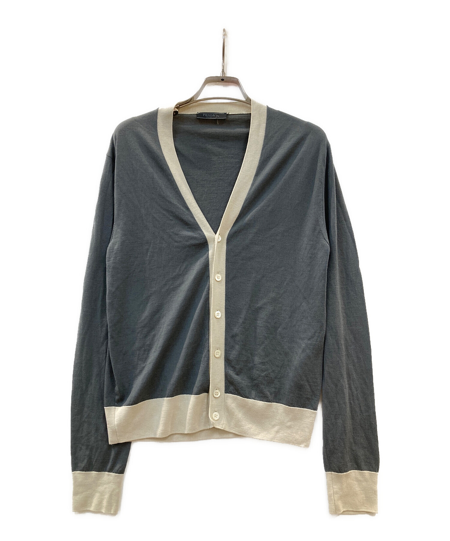中古・古着通販】PRADA (プラダ) ウールバイカラーカーディガン グレー