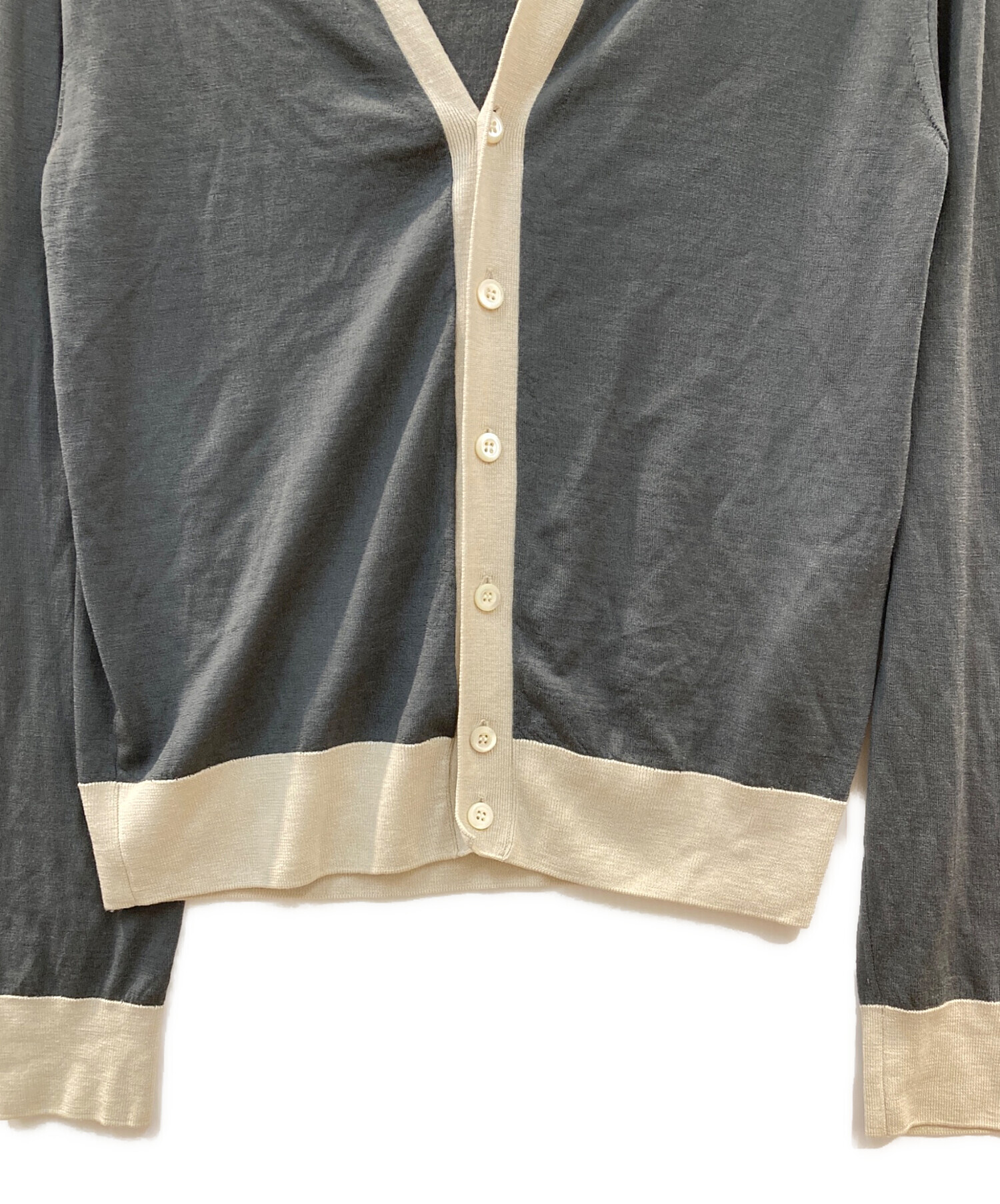 中古・古着通販】PRADA (プラダ) ウールバイカラーカーディガン グレー