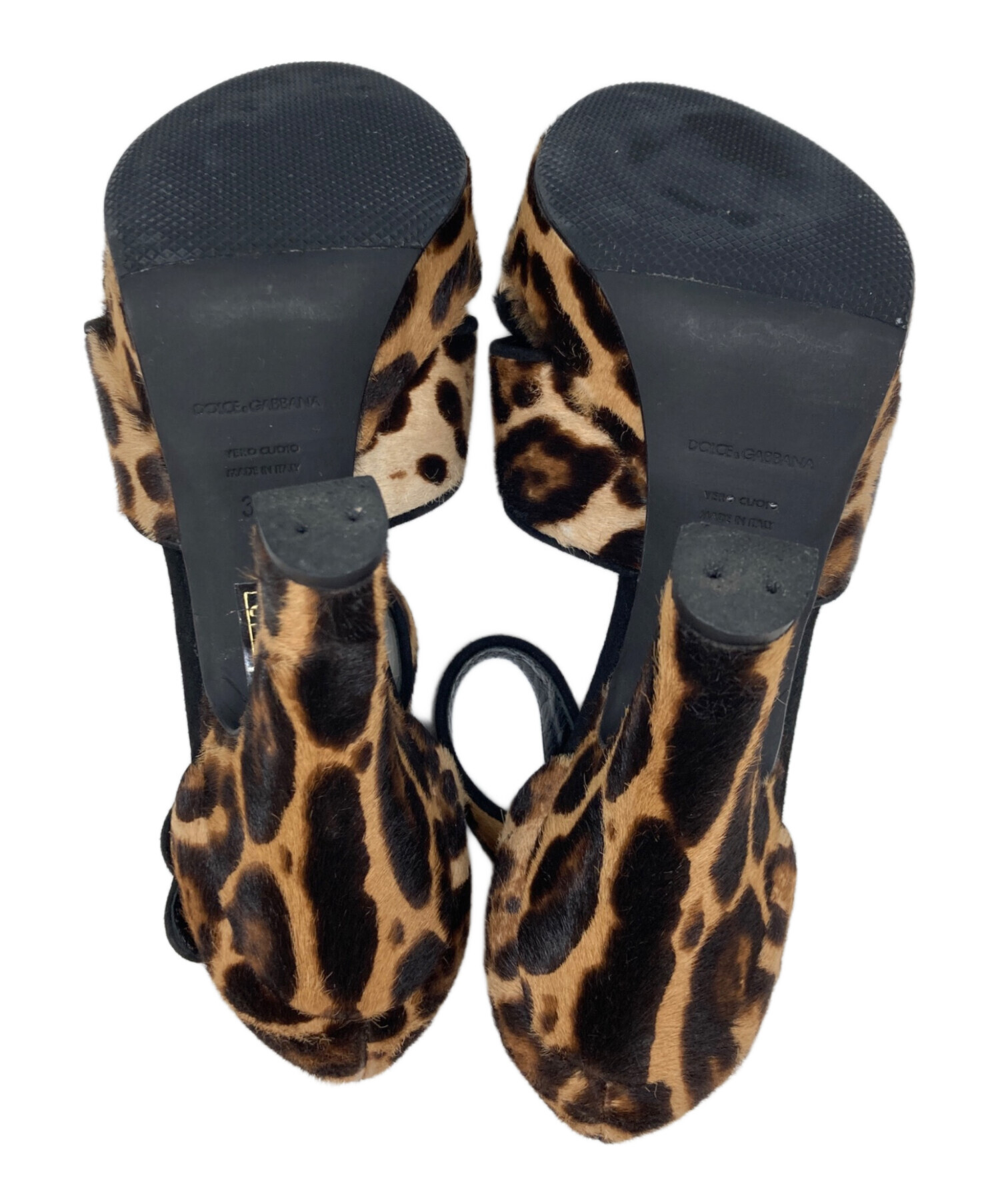 ドルチェ&ガッバーナ　ミュール　レオパード　アンクルストラップ　25cm ドルチェ&ガッバーナ ミュール レオパード アンクルストラップ 25cm