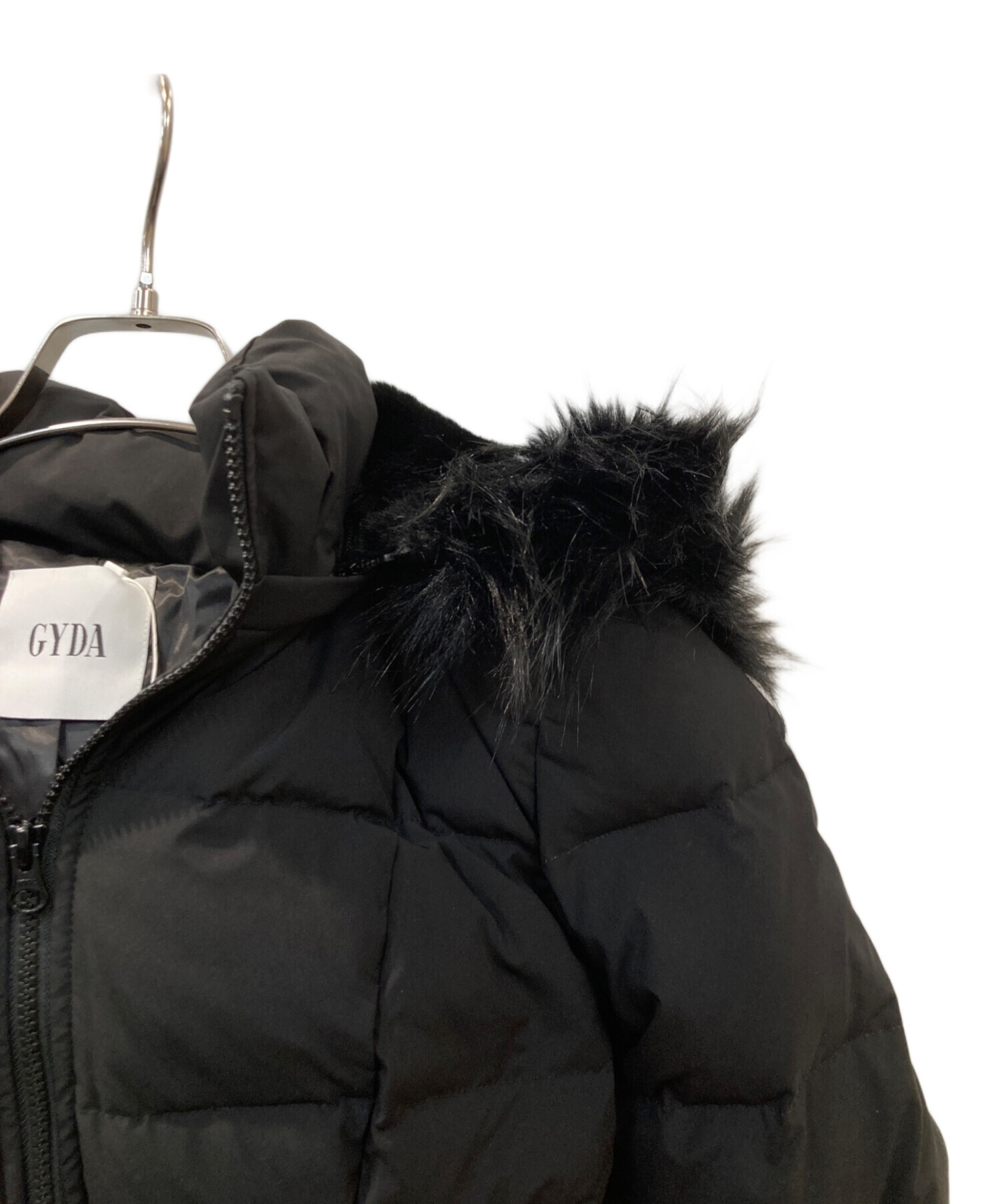 GYDA ブラックショートダウンジャケット GYDA ジェイダ ダウン ジャケット ショート GD ベルト付き ショート