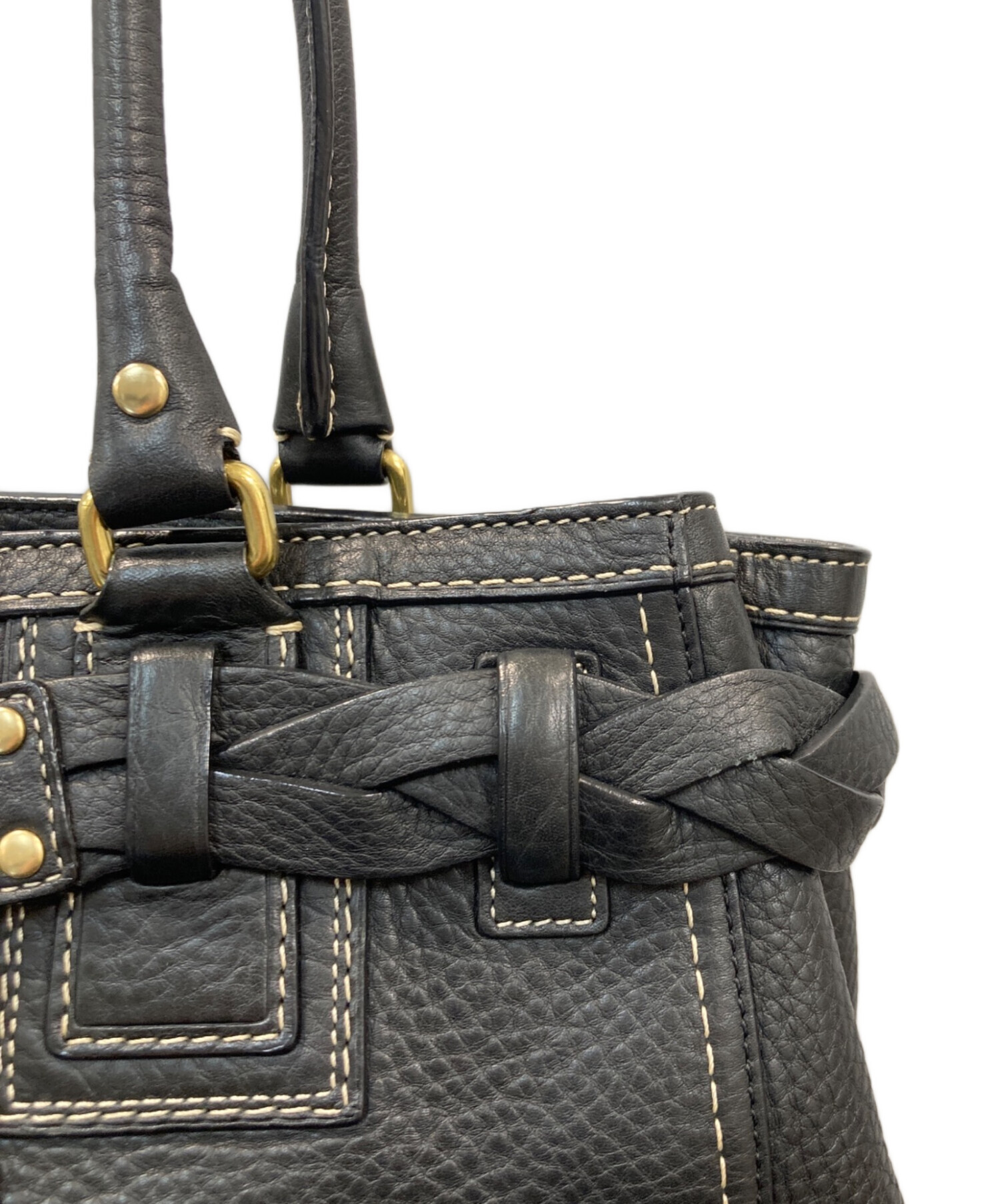 中古・古着通販】COACH (コーチ) レザーバッグ ブラック｜ブランド