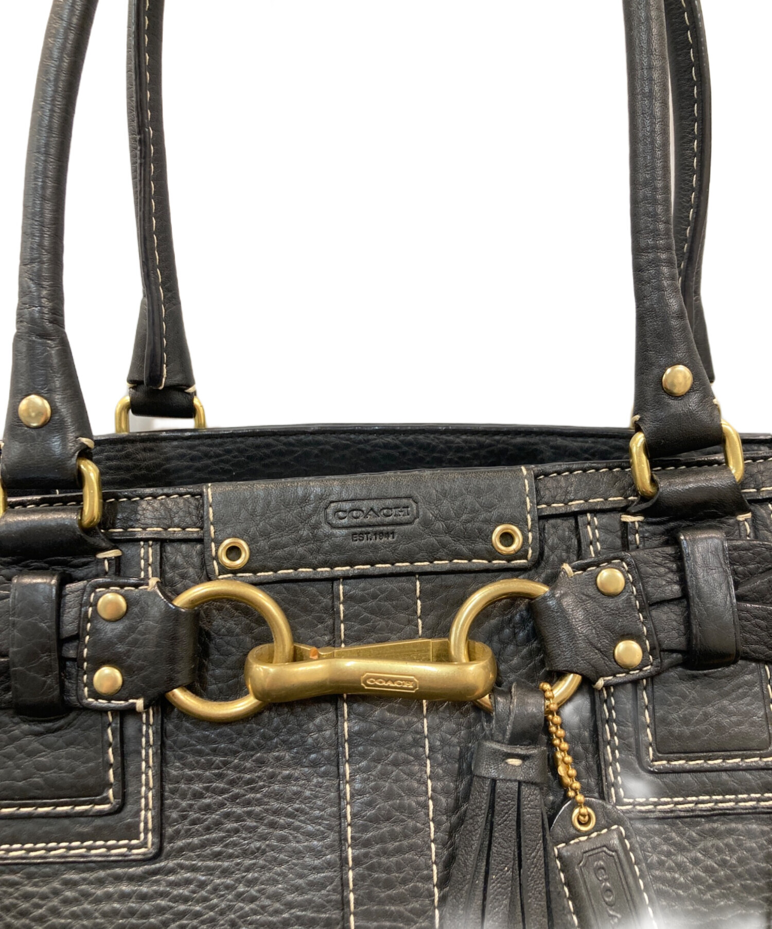 中古・古着通販】COACH (コーチ) レザーバッグ ブラック｜ブランド