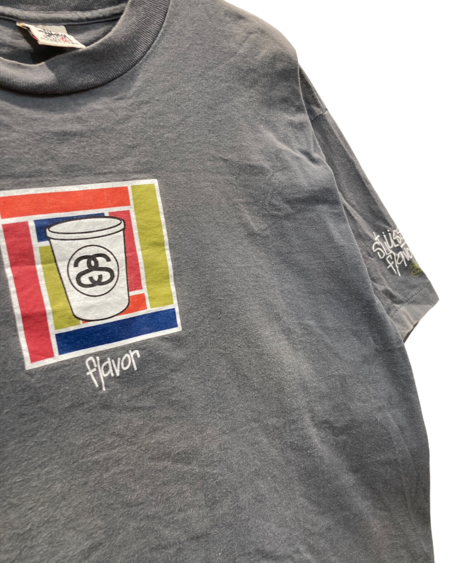 stussy ストライプロゴ Tシャツ グレー 中古・古着通販】stussy (ステューシー) flavortシャツ グレー サイズ