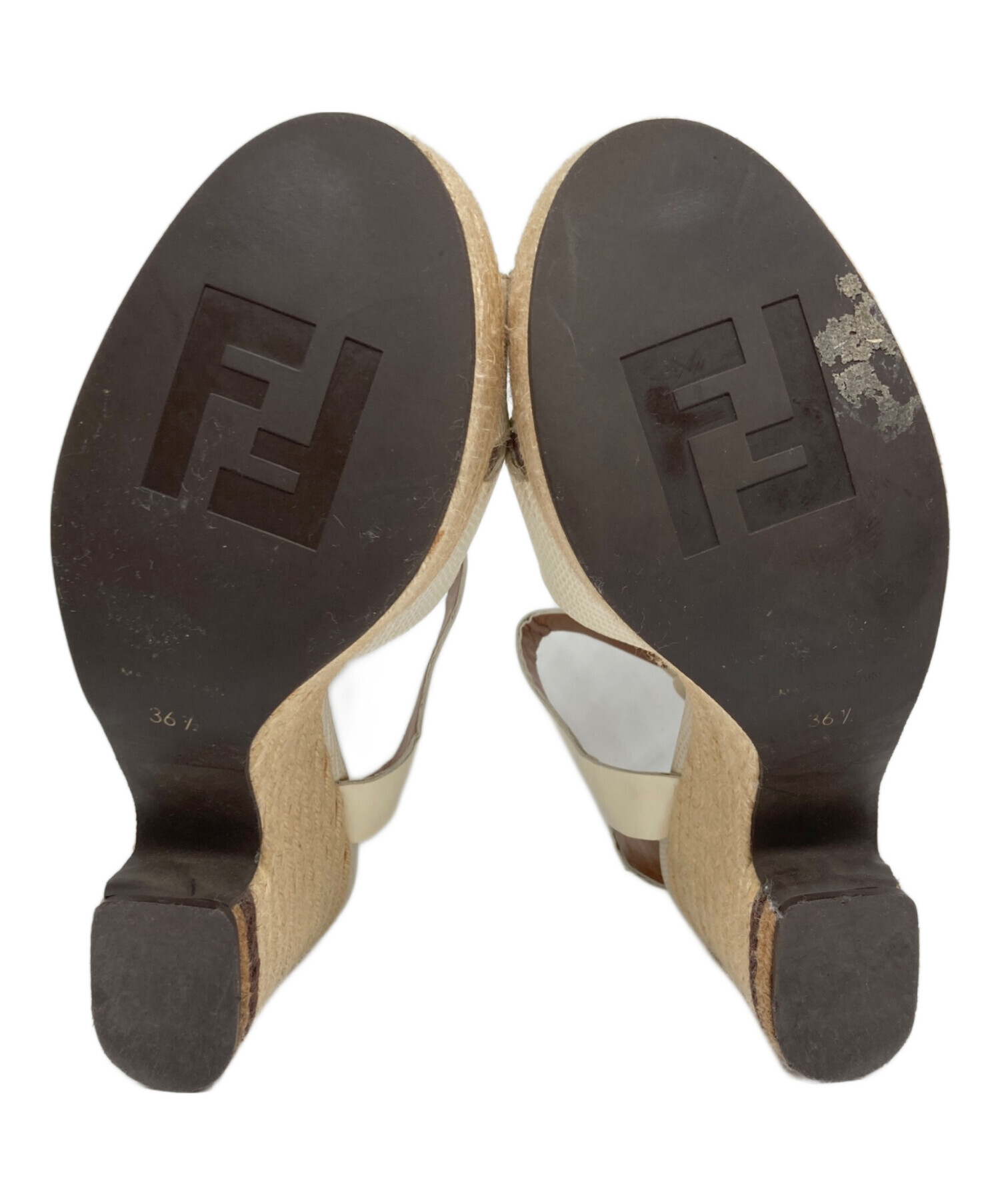 中古・古着通販】FENDI (フェンディ) ウェッジソールサンダル ホワイト