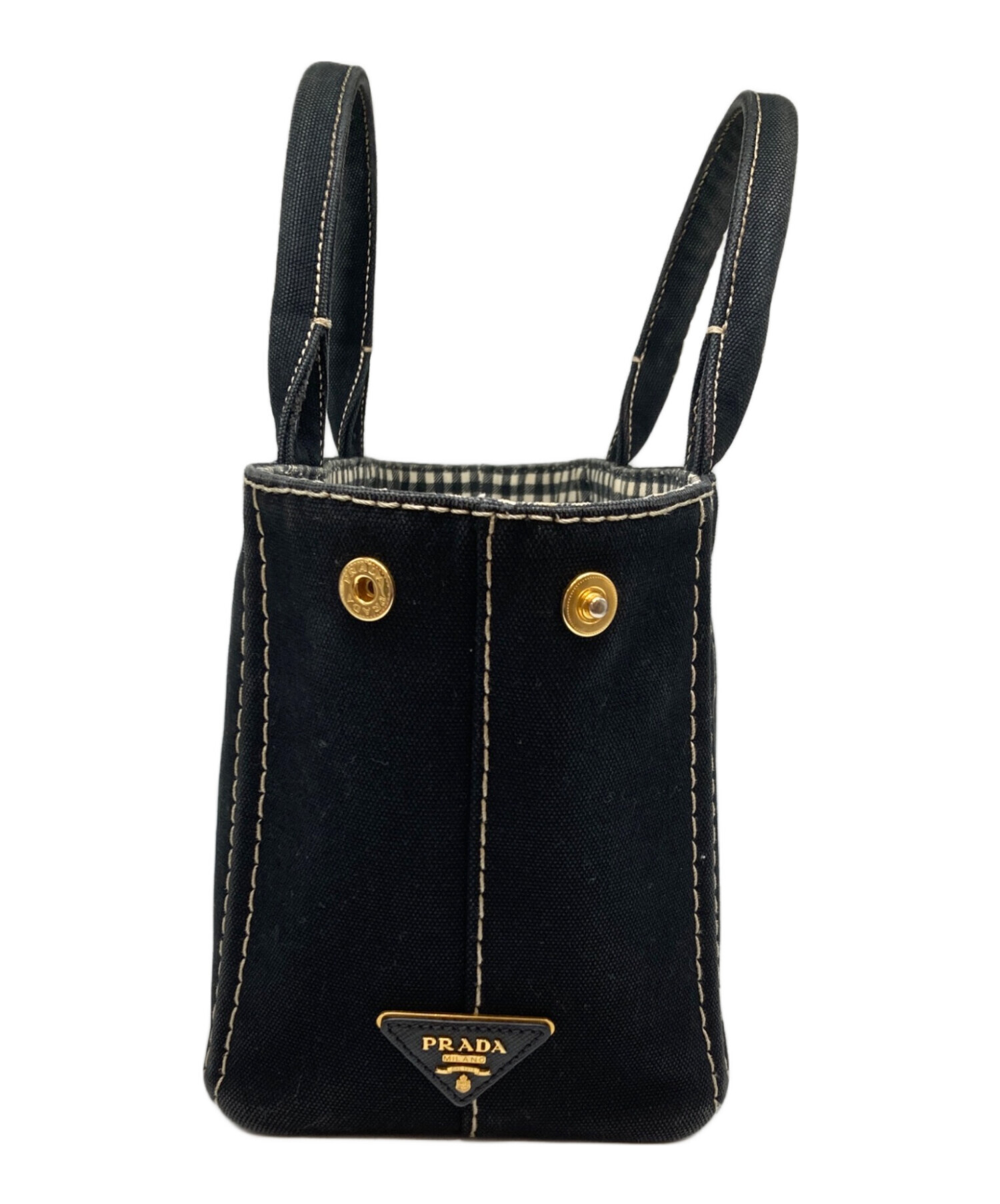 金*山様 PRADA 黒 キャンバス ハンドバッグ　カナパ 中古・古着通販】PRADA (プラダ) カナパ キャンバスハンドバッグ