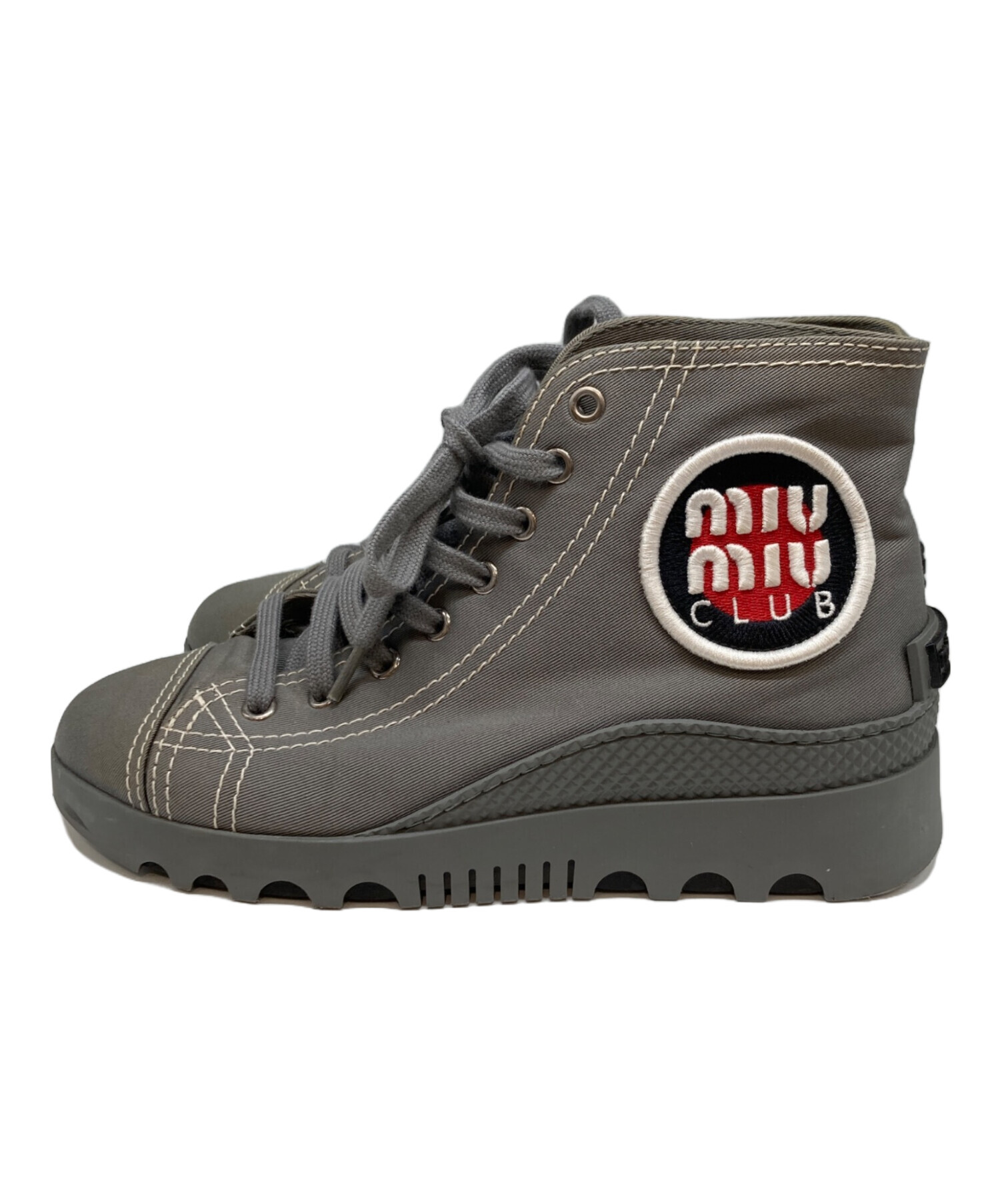 中古・古着通販】MIU MIU (ミュウミュウ) ハイカットスニーカー グレー