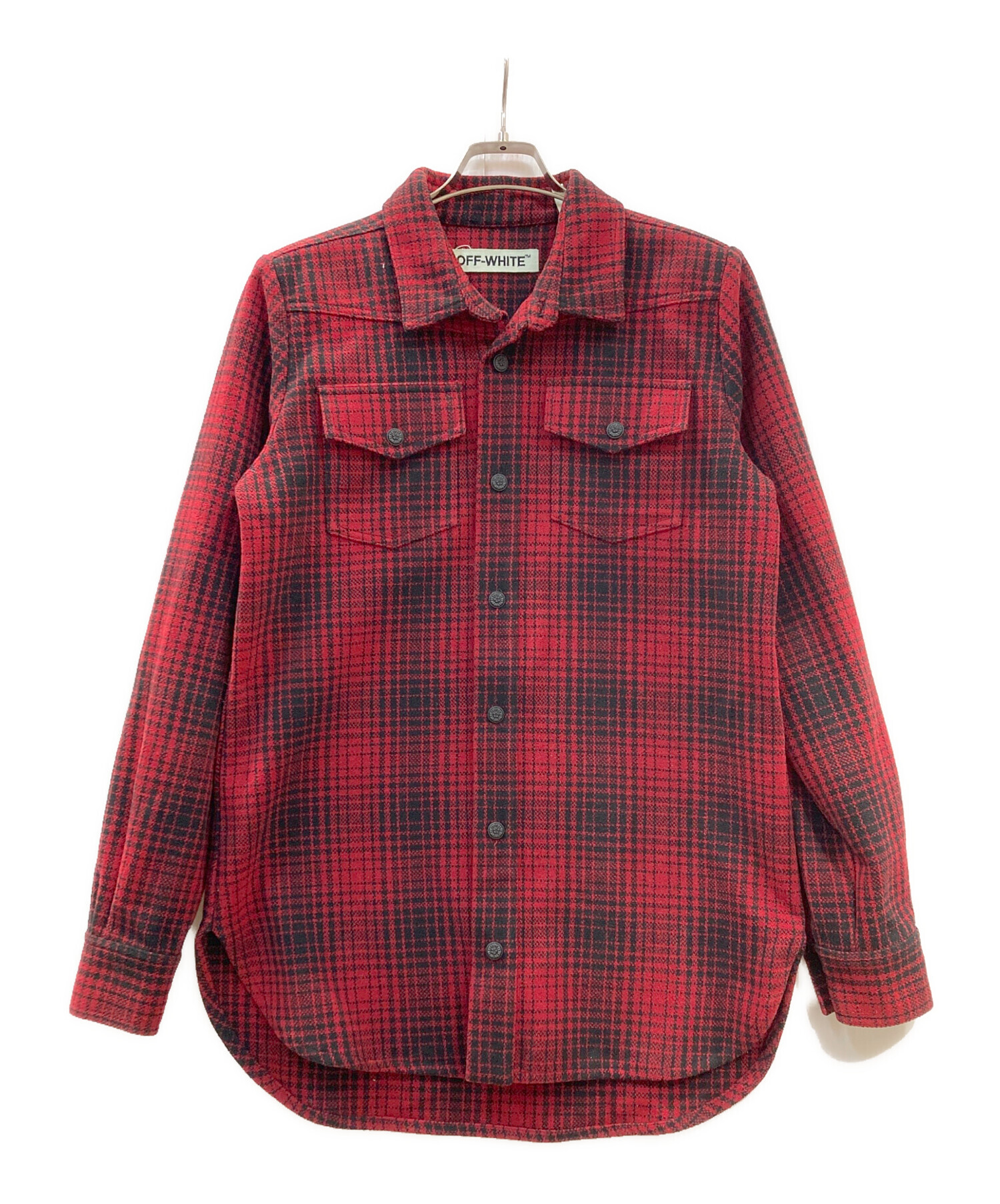 中古・古着通販】OFFWHITE (オフホワイト) チェックシャツ レッド 