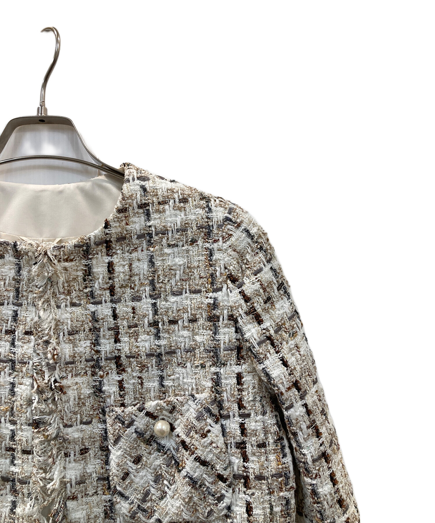 中古・古着通販】ANAYI (アナイ) ラメスラブツイードロング ジャケット