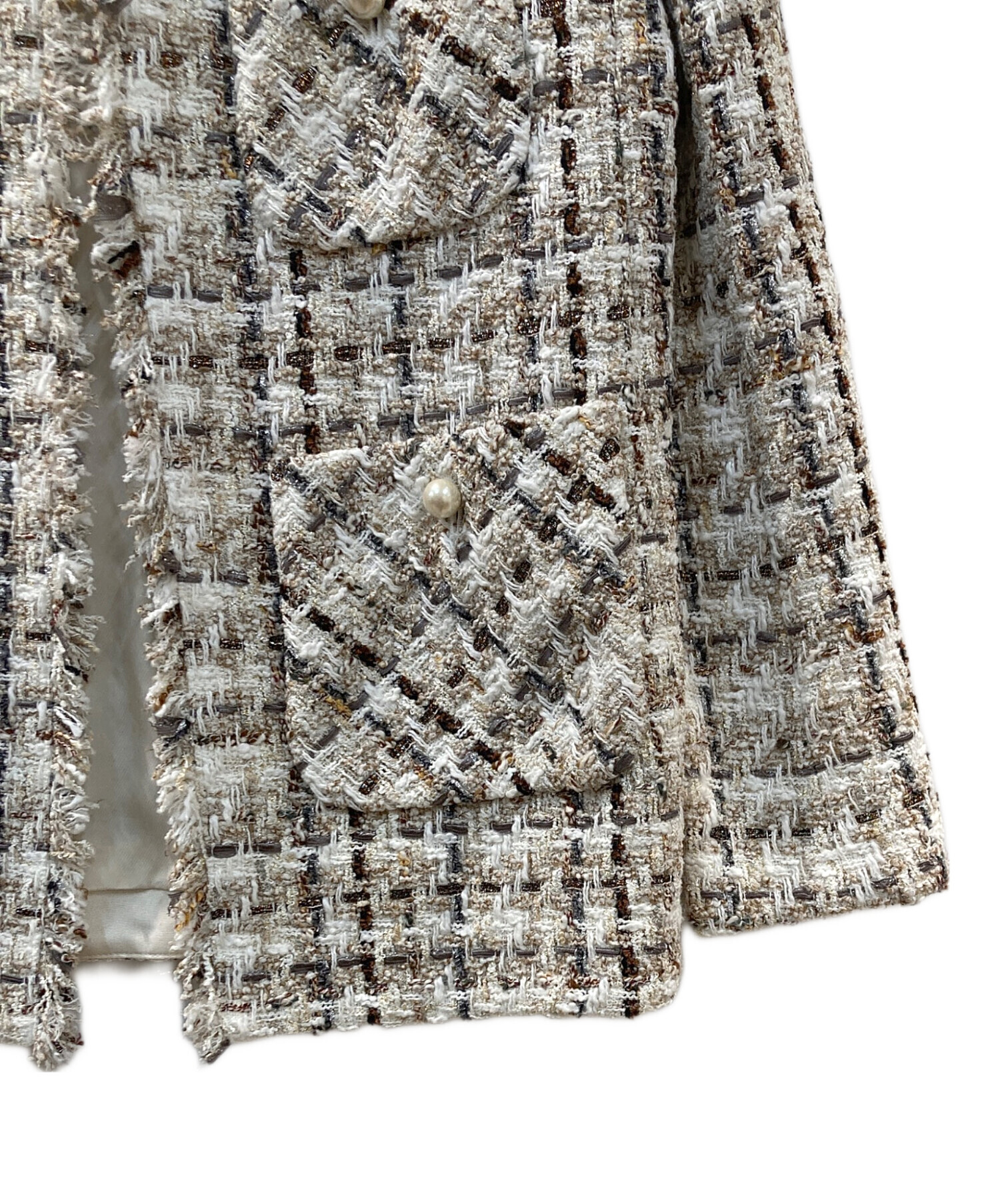 中古・古着通販】ANAYI (アナイ) ラメスラブツイードロング ジャケット