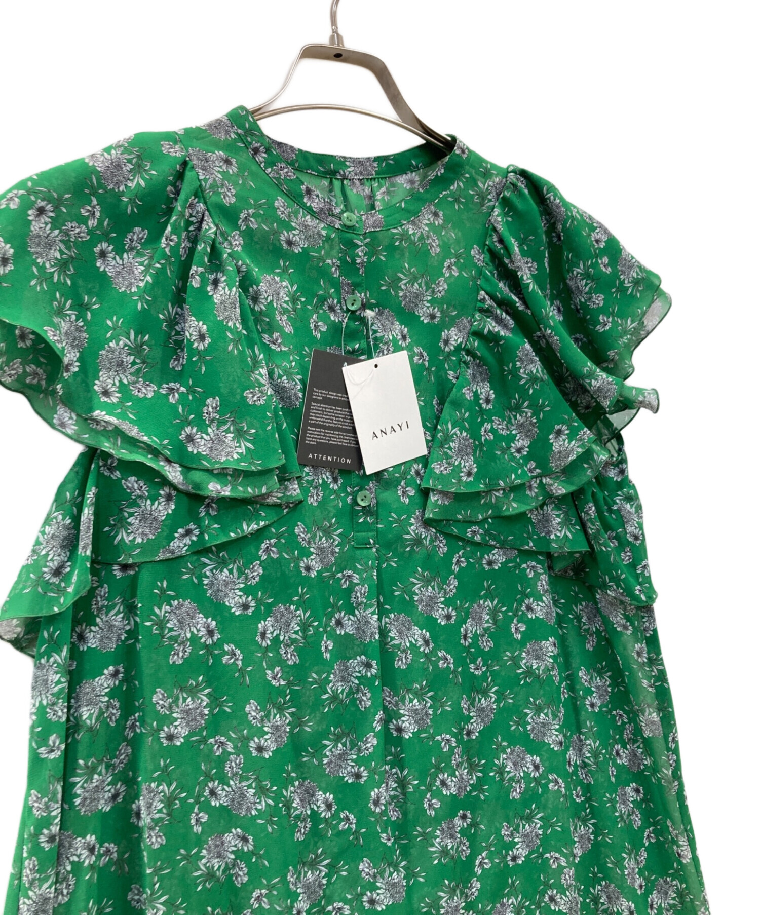 9 アナイ ANAYI 花柄 ブラウス シャツ トップス フリル シフォン 半袖 9 アナイ ANAYI 花柄 ブラウス シャツ トップス フリル シフォン 半袖