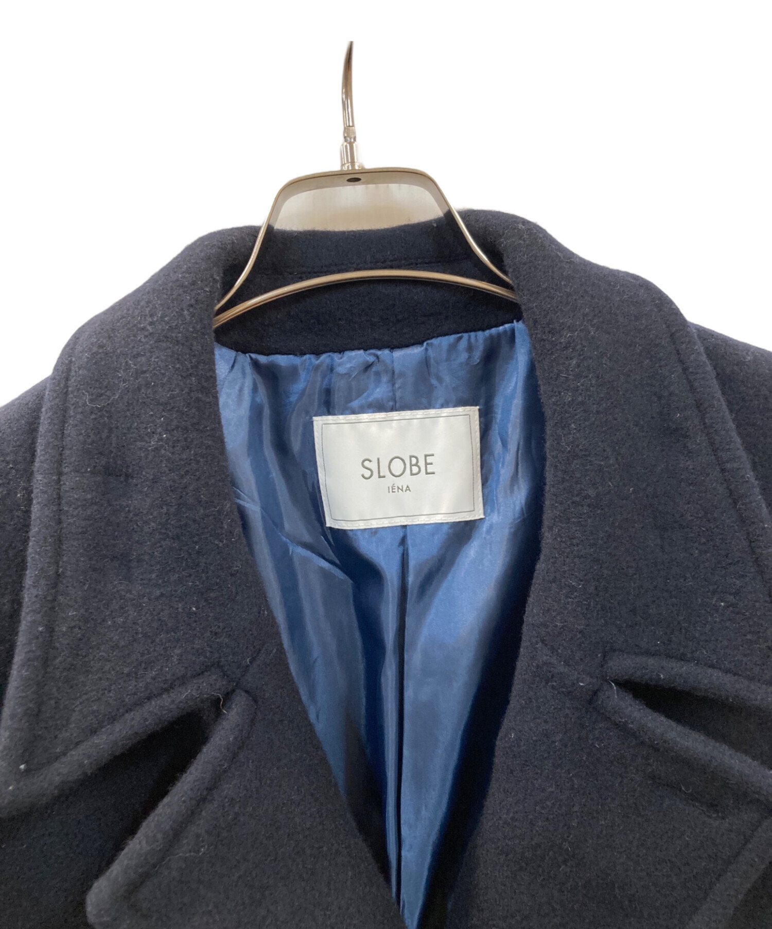 スローブイエナ　メルトンBIG Pコート　ネイビー　サイズ36 中古・古着通販】SLOBE IENA (スローブ イエナ) T/WメルトンビックP