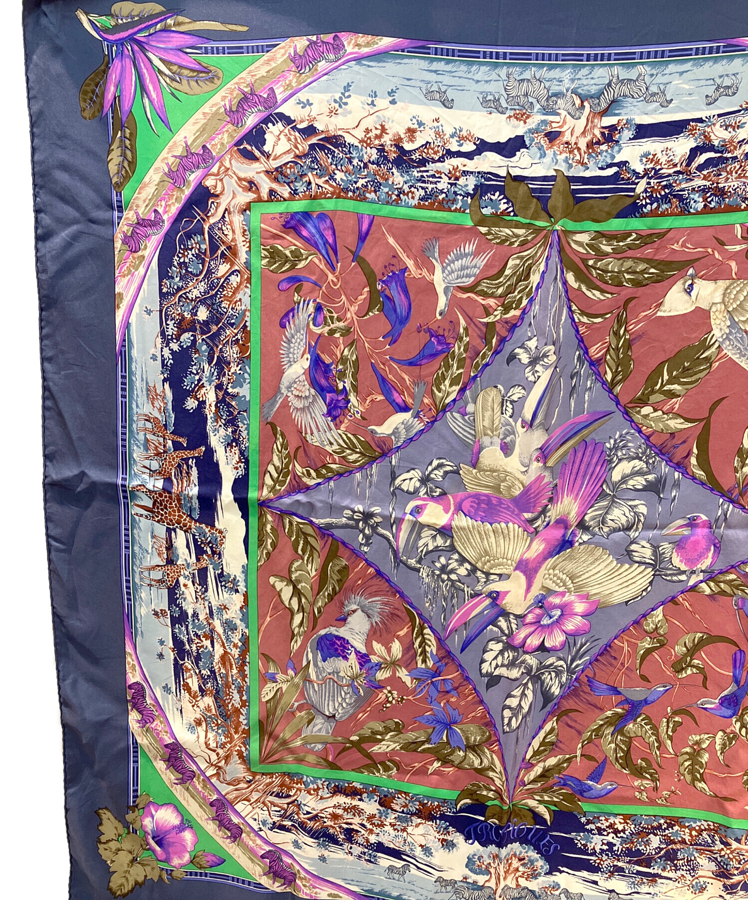 中古・古着通販】HERMES (エルメス) TROPIQUES シルクスカーフ ブルー
