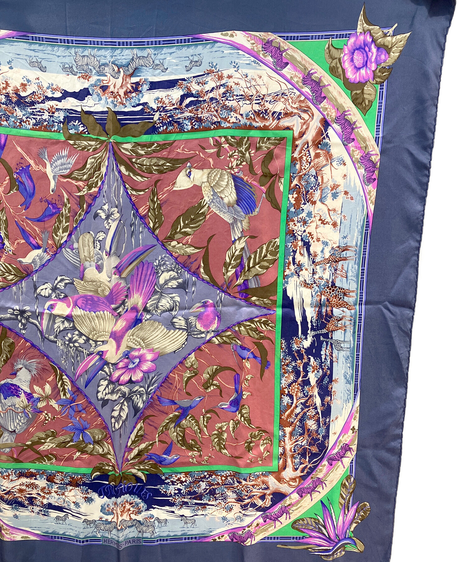 中古・古着通販】HERMES (エルメス) TROPIQUES シルクスカーフ ブルー