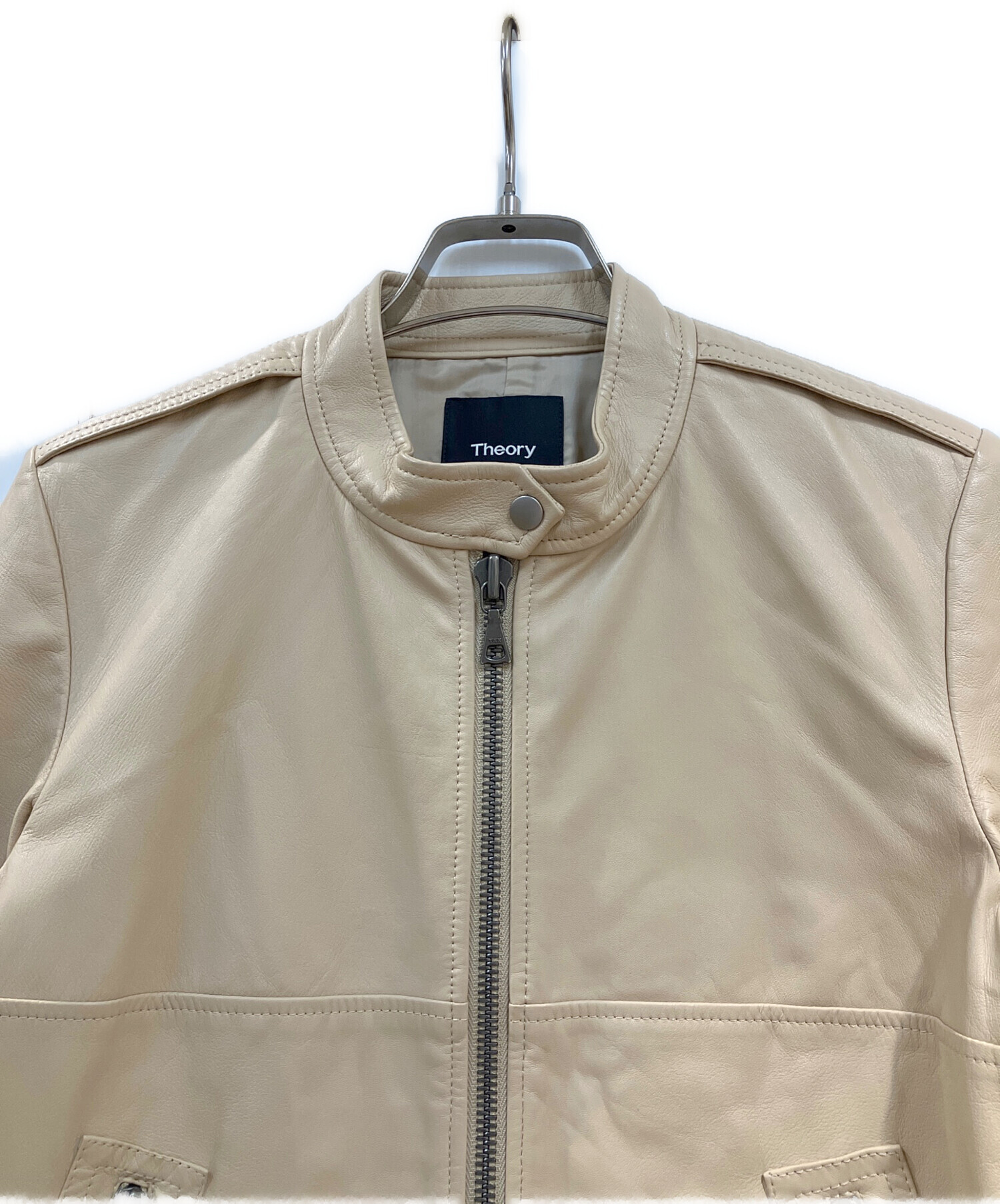 Theory 20AW セオリー ノーカラーレザージャケット ラムレザー S Theory 20AW セオリー ノーカラーレザージャケット ラムレザー S
