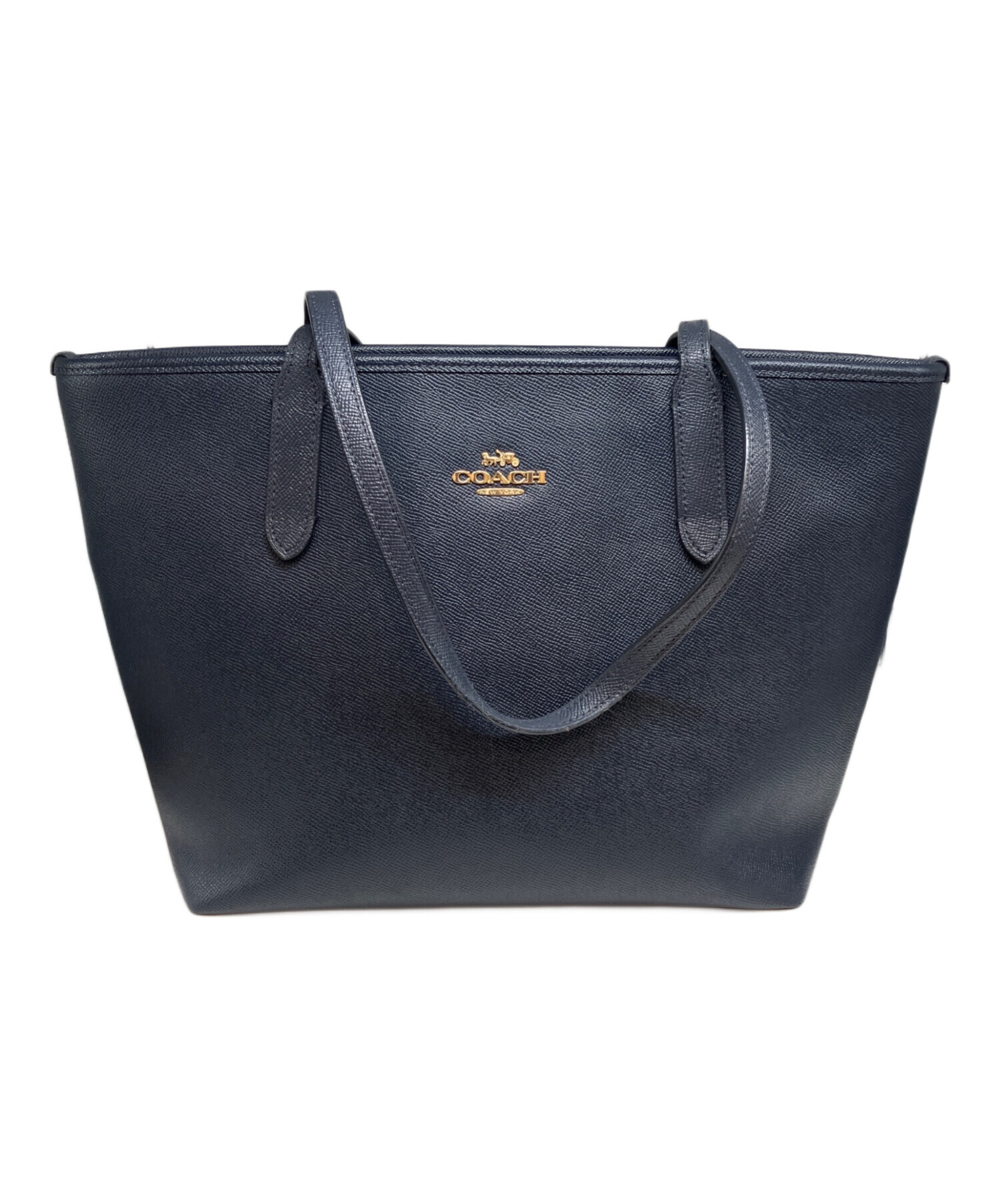 coach コーチ　ビジネスバッグ　紺色　ネイビー　美品　格安 コーチ/ビジネスバッグ/メトロポリタン クロス グレイン レザー
