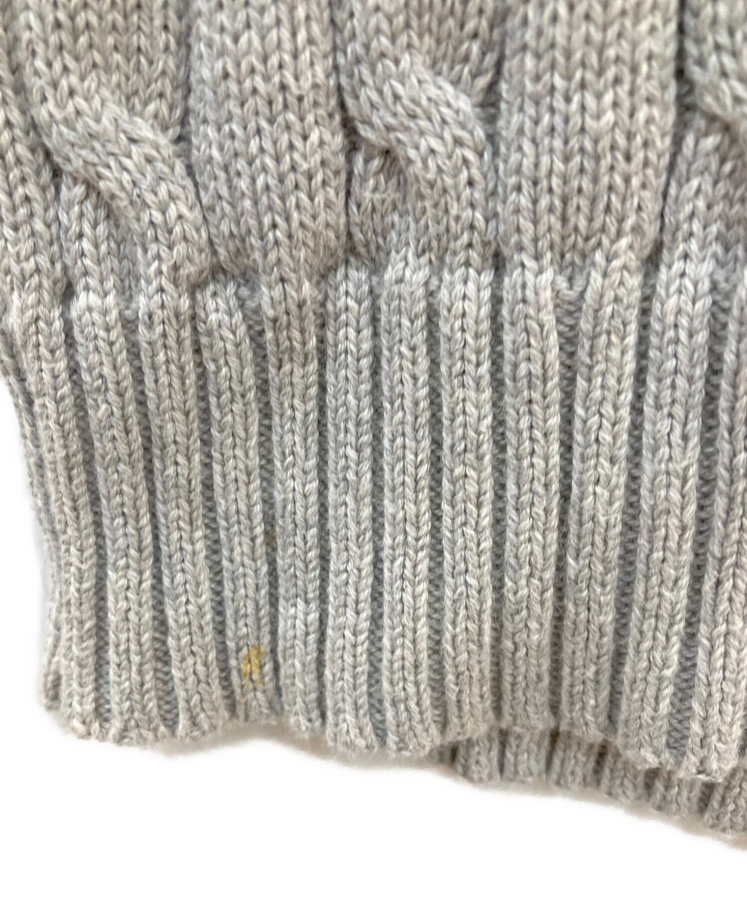 美品　Ralph Lauren ケーブルニット QRコード　 グレー 現行タグ 洗えるコットンニット POLO RALPH LAUREN ケーブルニット グレー タグ