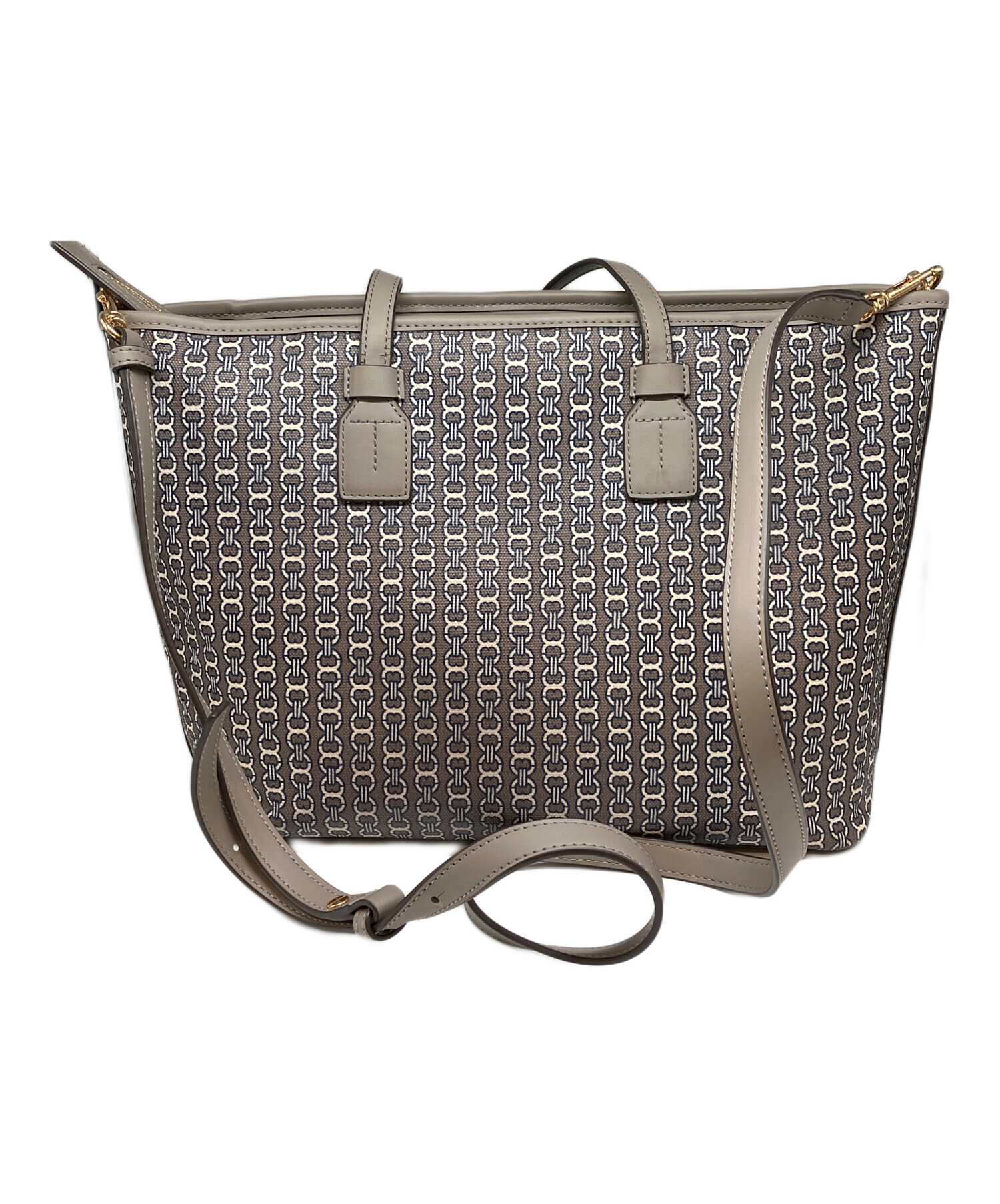 【中古】Tory Burch | トリーバーチ チェーン ショルダーバッグ 1001101 グレー【尾張小牧店】 中古・古着通販】TORY BURCH (トリーバーチ) チェーンプリント トート
