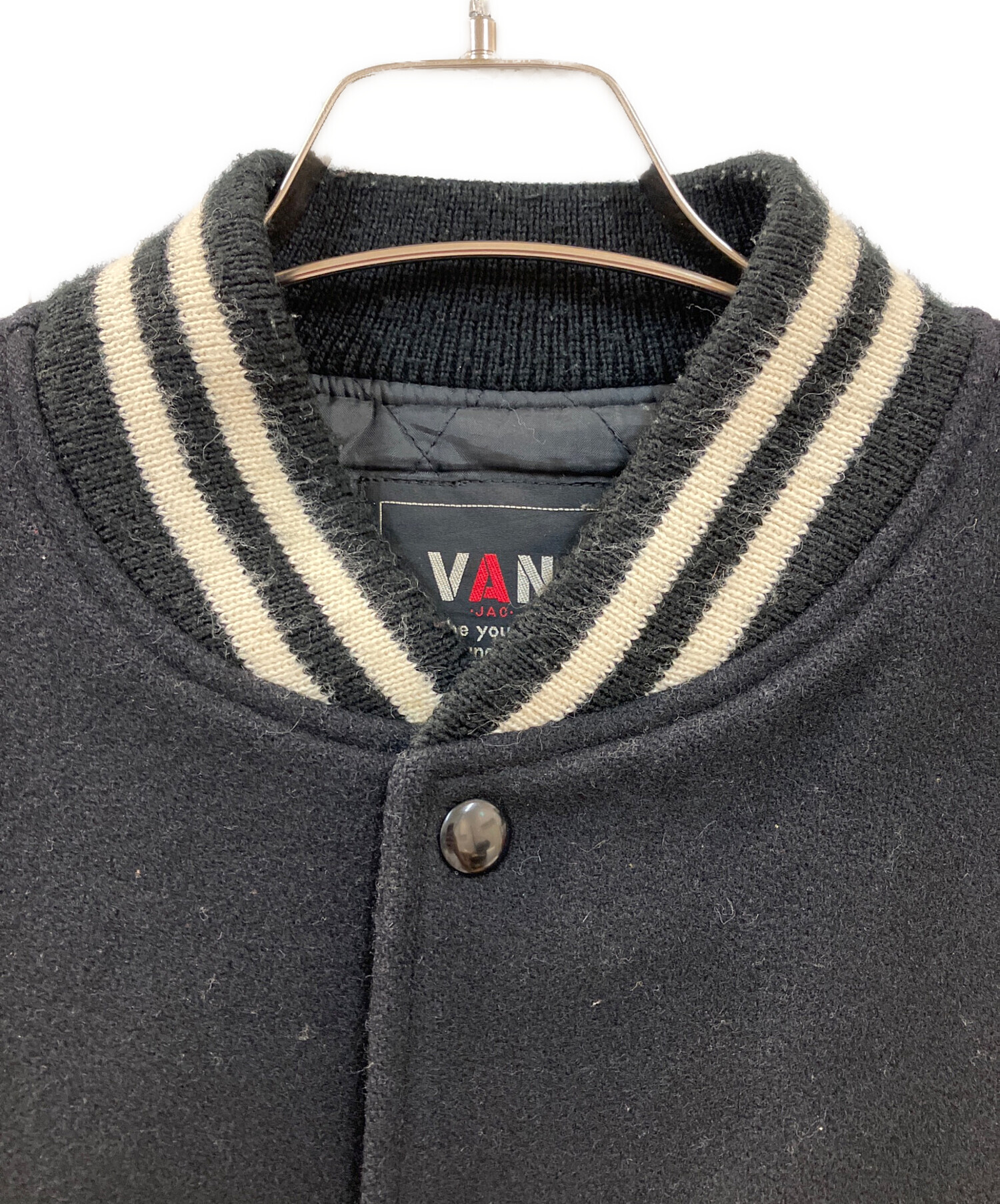 中古・古着通販】VAN (ヴァン) レザースリーブスタジャン ブラック