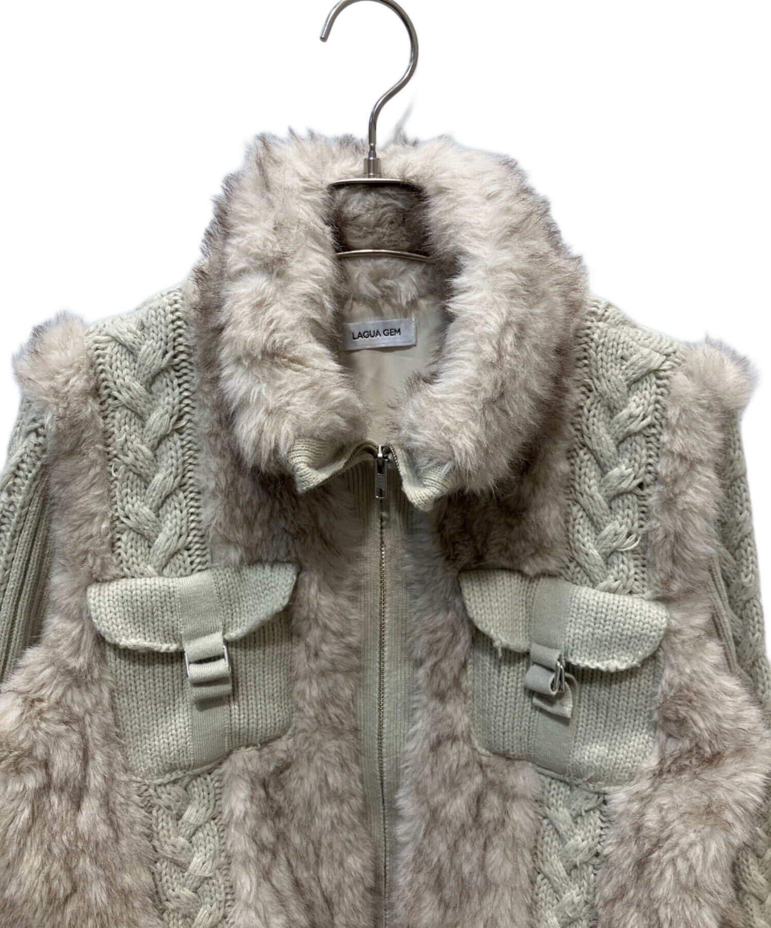 中古・古着通販】LAGUA GEM (ラグアジェム) CABLE KNIT FAUX FUR