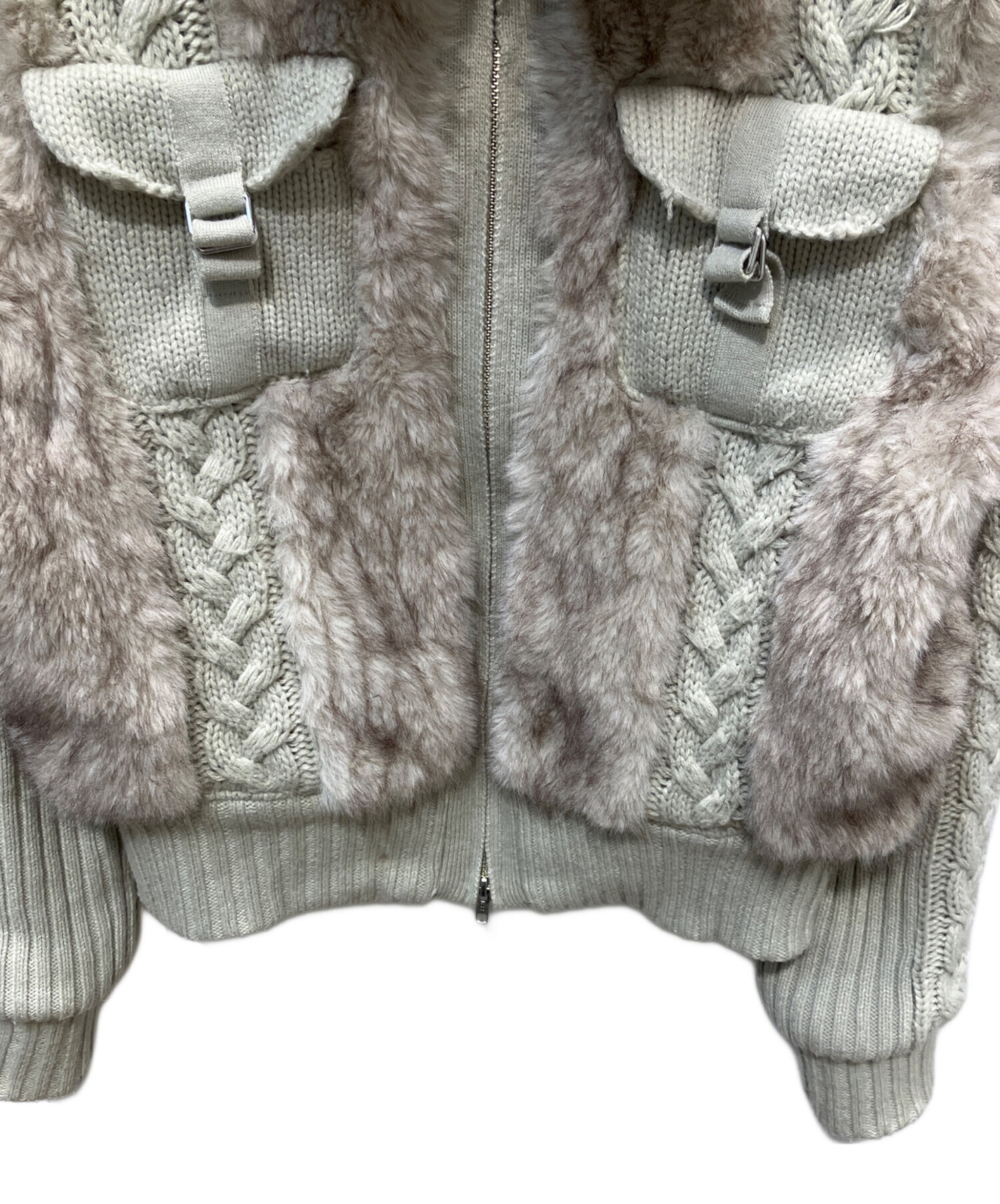 中古・古着通販】LAGUA GEM (ラグアジェム) CABLE KNIT FAUX FUR