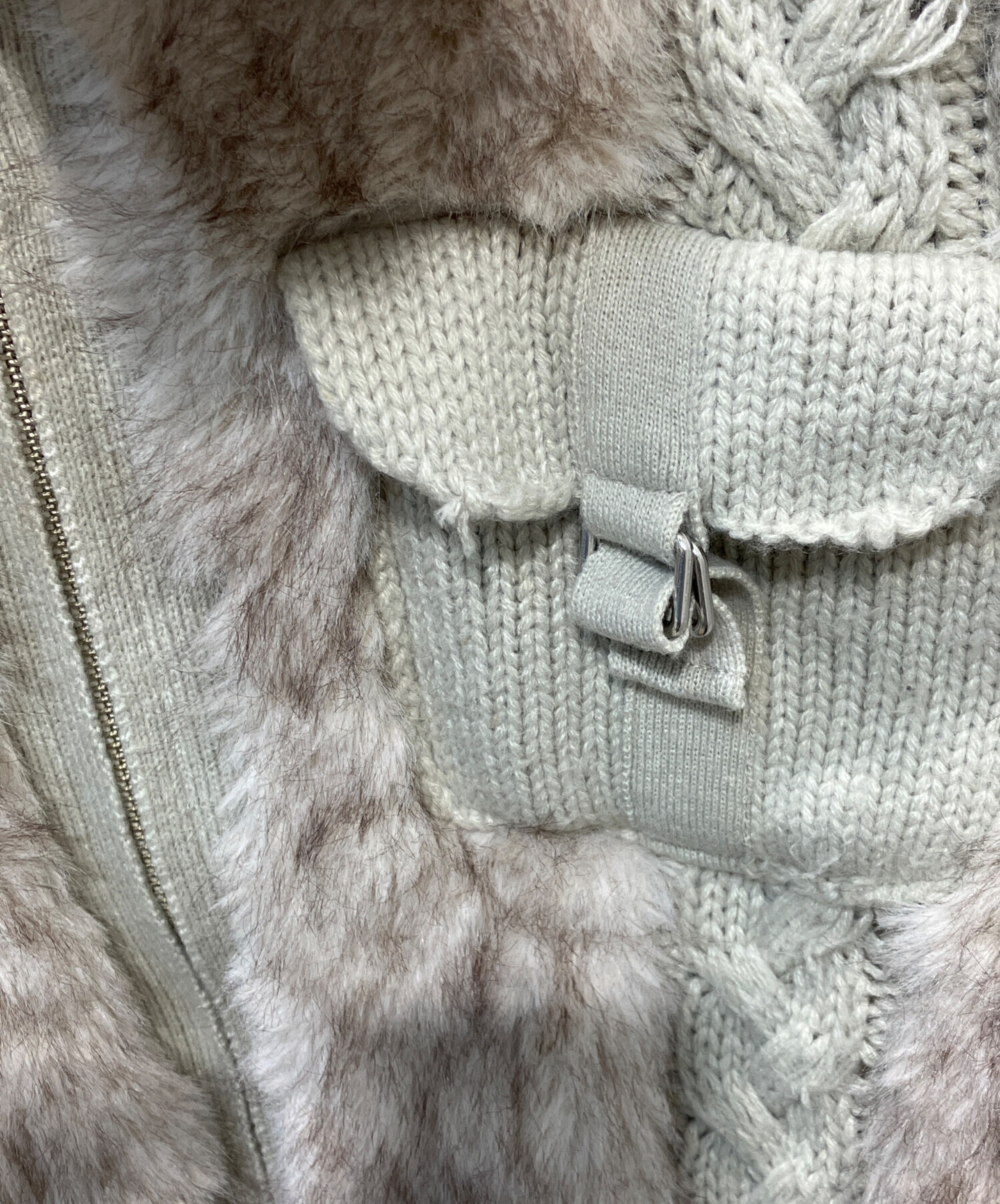 中古・古着通販】LAGUA GEM (ラグアジェム) CABLE KNIT FAUX FUR