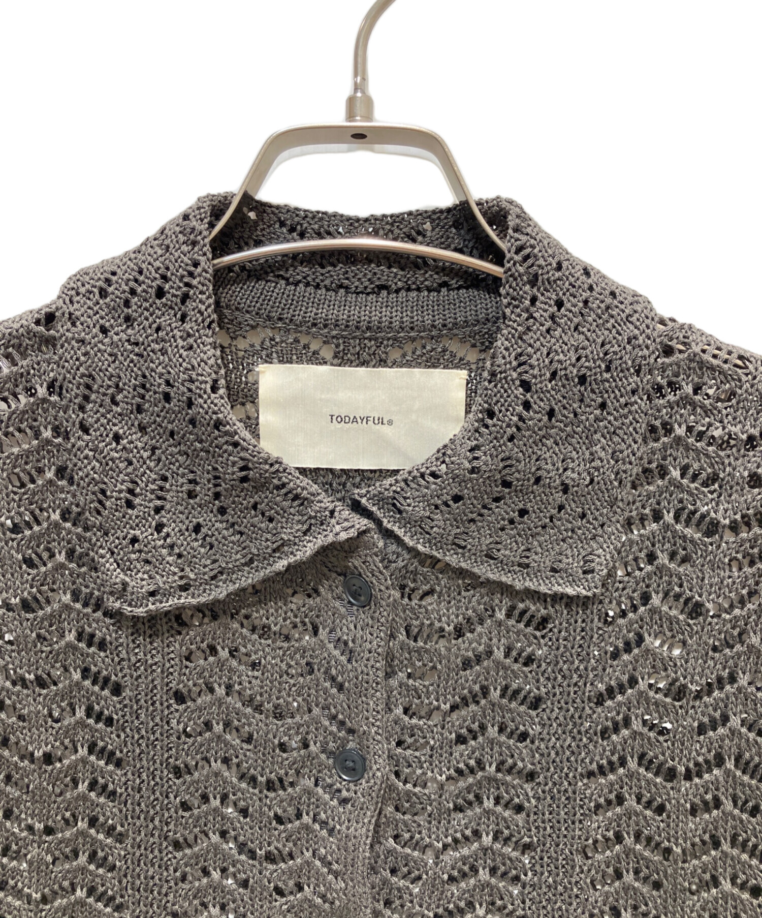中古・古着通販】TODAYFUL (トゥデイフル) Lace Knit Shirts グレー