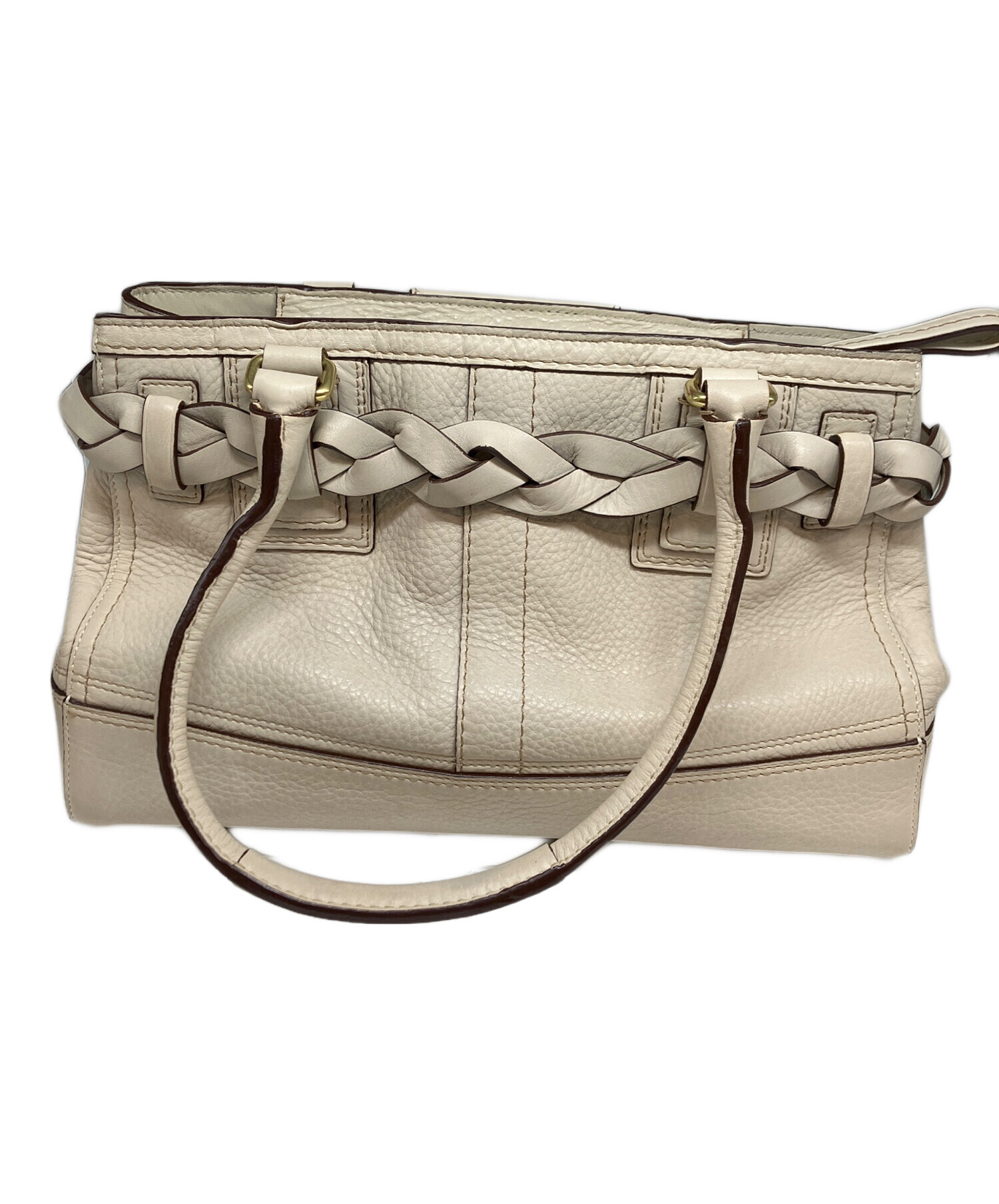 中古・古着通販】COACH (コーチ) レザーハンドバッグ アイボリー