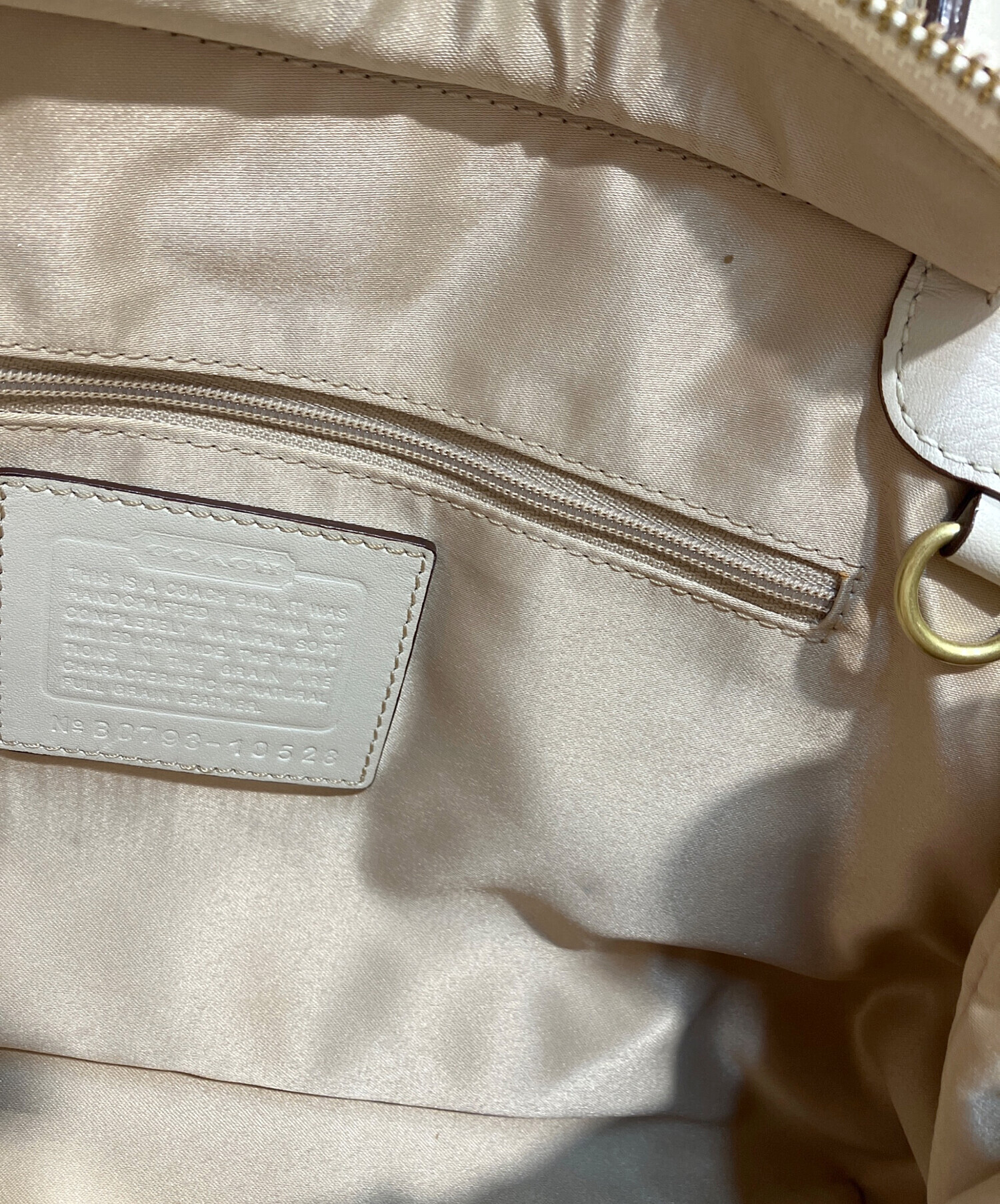中古・古着通販】COACH (コーチ) レザーハンドバッグ アイボリー