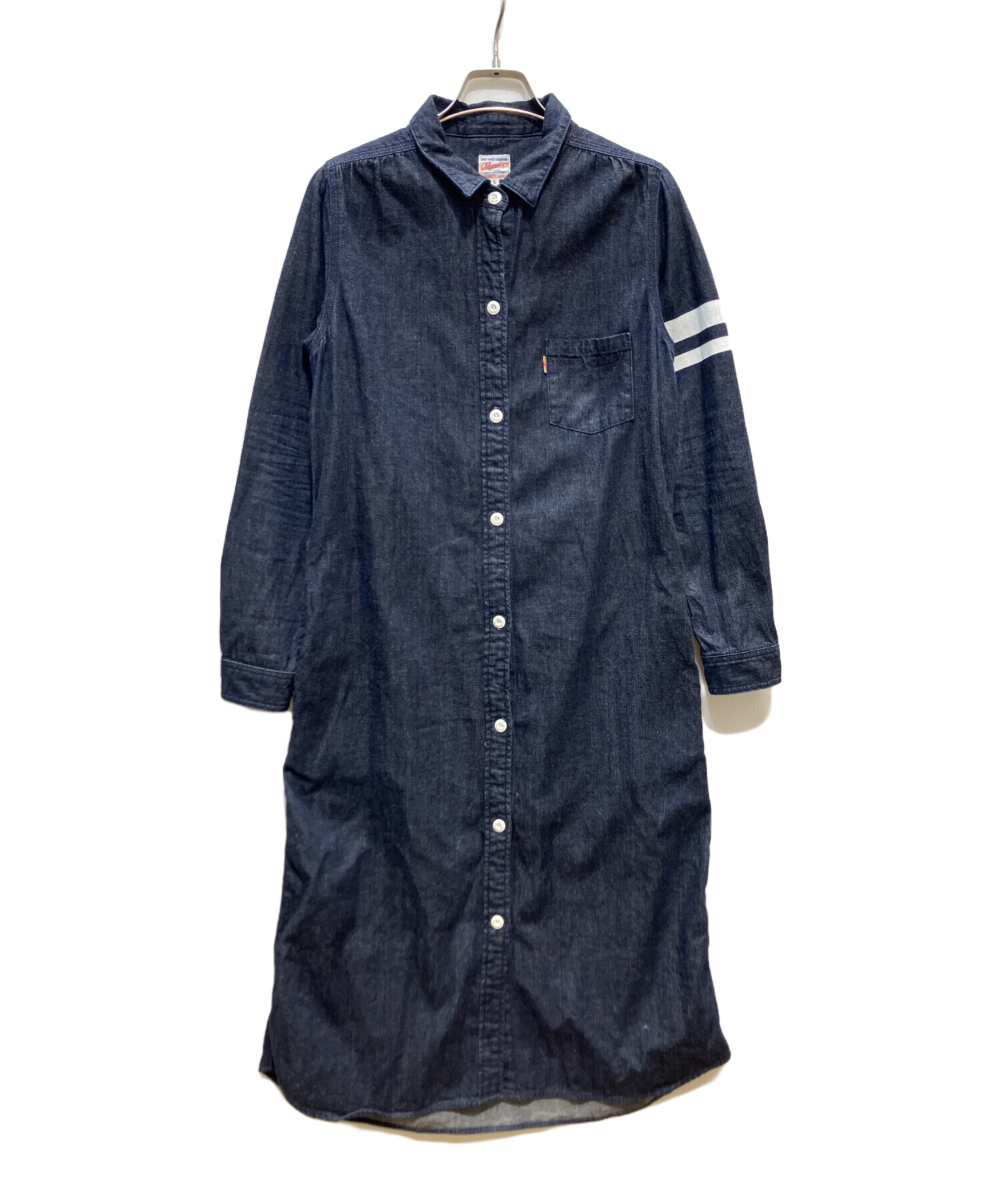 Momotaro Jeans デニムシャツワンピース インディゴ L 中古・古着通販】MOMOTARO JEANS (桃太郎ジーンズ) 8オンス 出陣