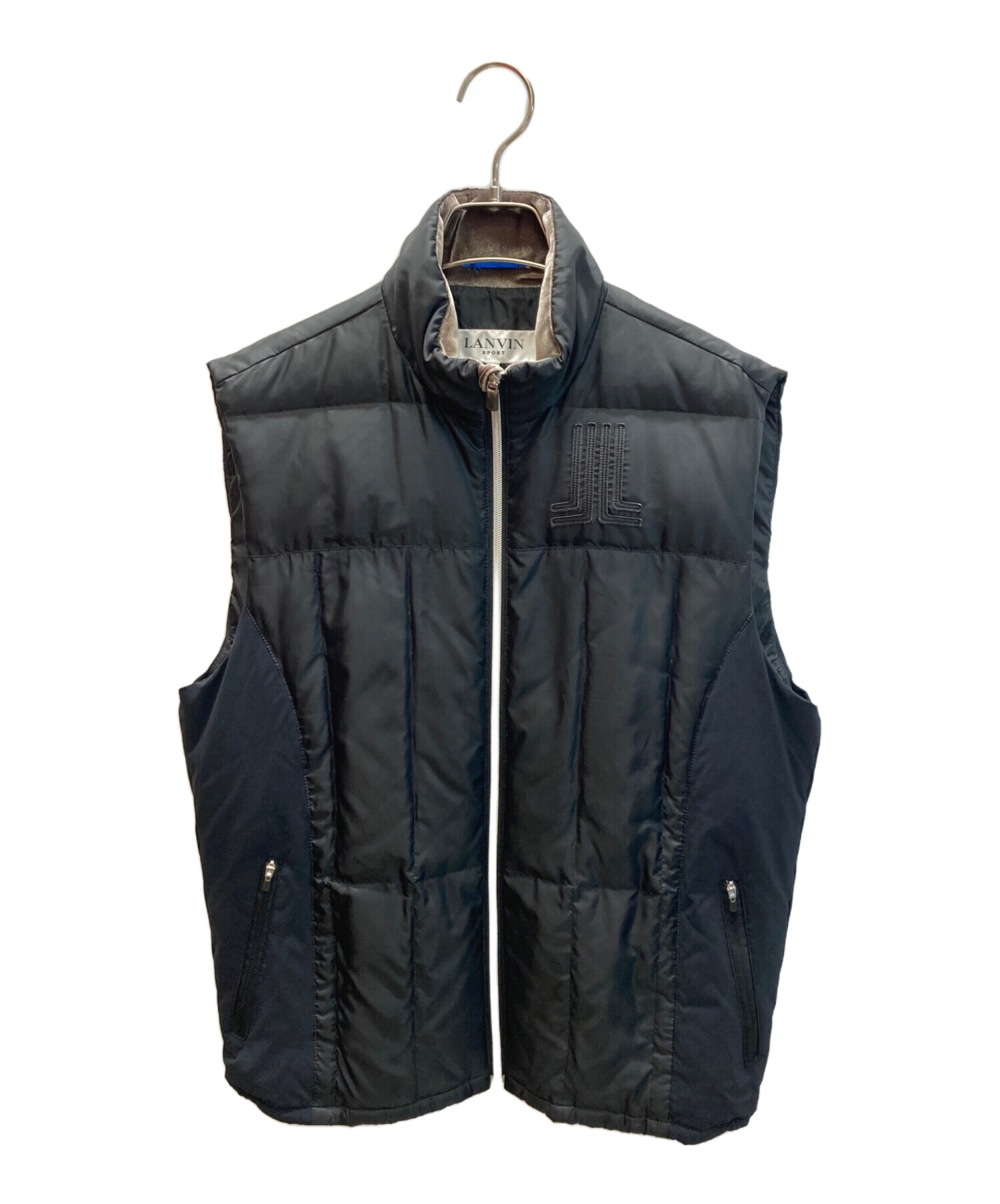 【極美品】ランバンスポーツ 2way ダウンベスト フード付き ウール切替 40 ランバンスポーツ 2way ダウンベスト フード付き ウール切替 40