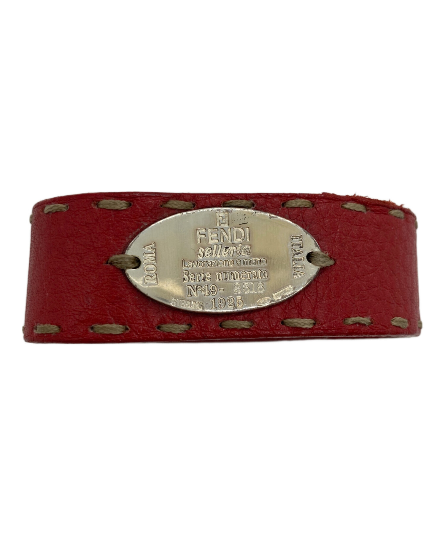 FENDI 【未使用】レザーブレスレット 中古・古着通販】FENDI (フェンディ) プレートレザーブレスレット