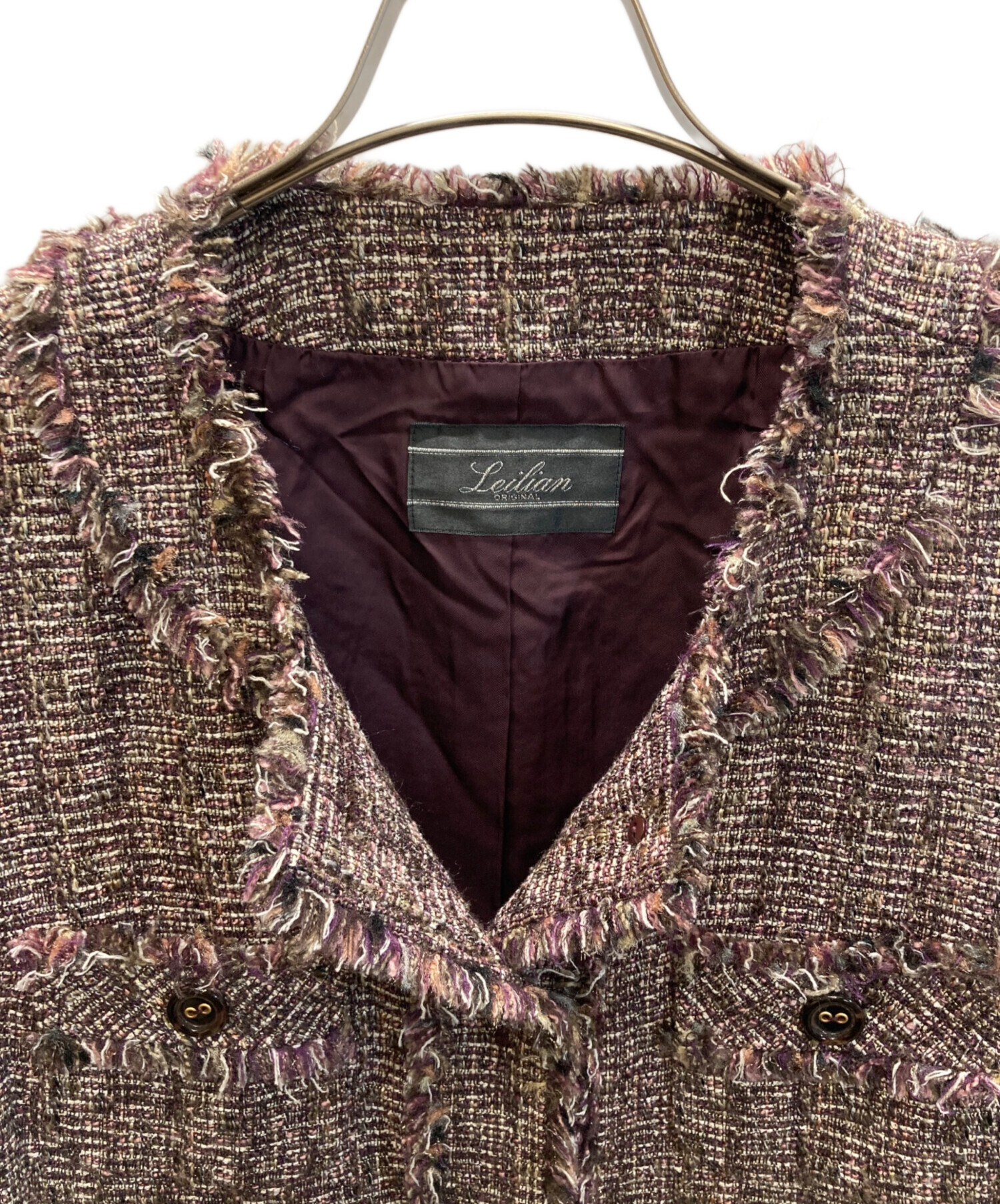 中古・古着通販】LEILIAN (レリアン) ツイードコート パープル サイズ