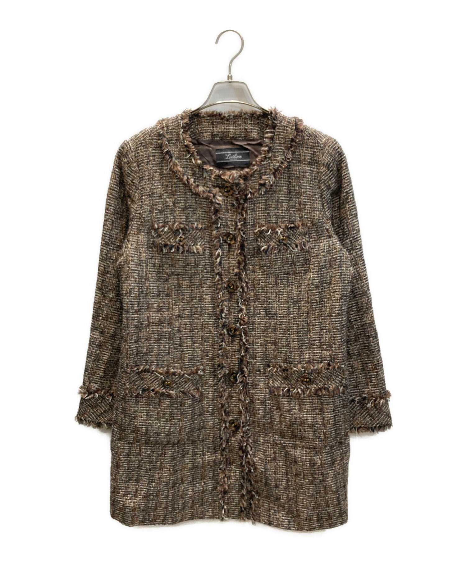 中古・古着通販】LEILIAN (レリアン) ツイードコート ブラウン サイズ
