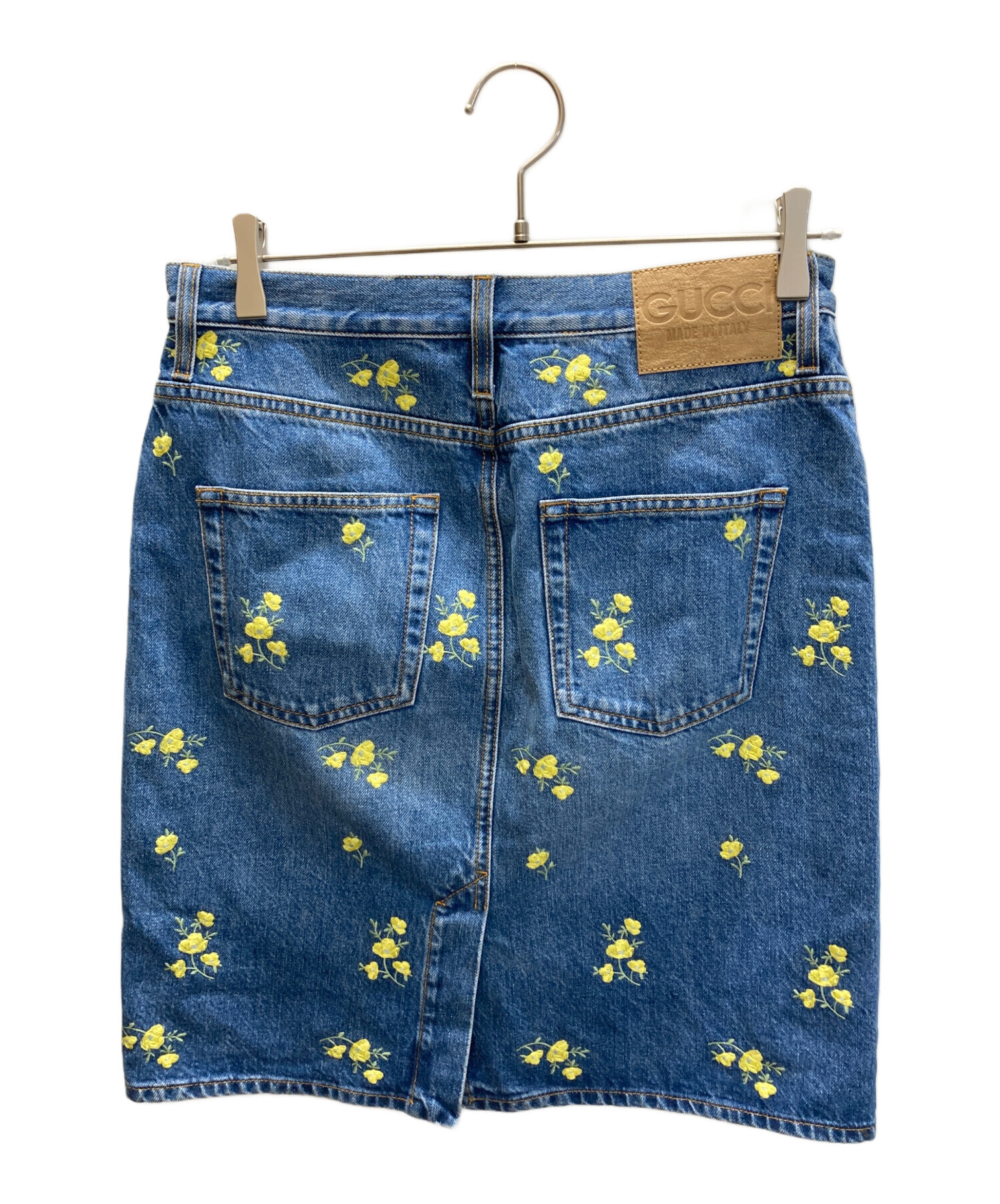 中古・古着通販】GUCCI (グッチ) フラワー刺繍デニムミニスカート  