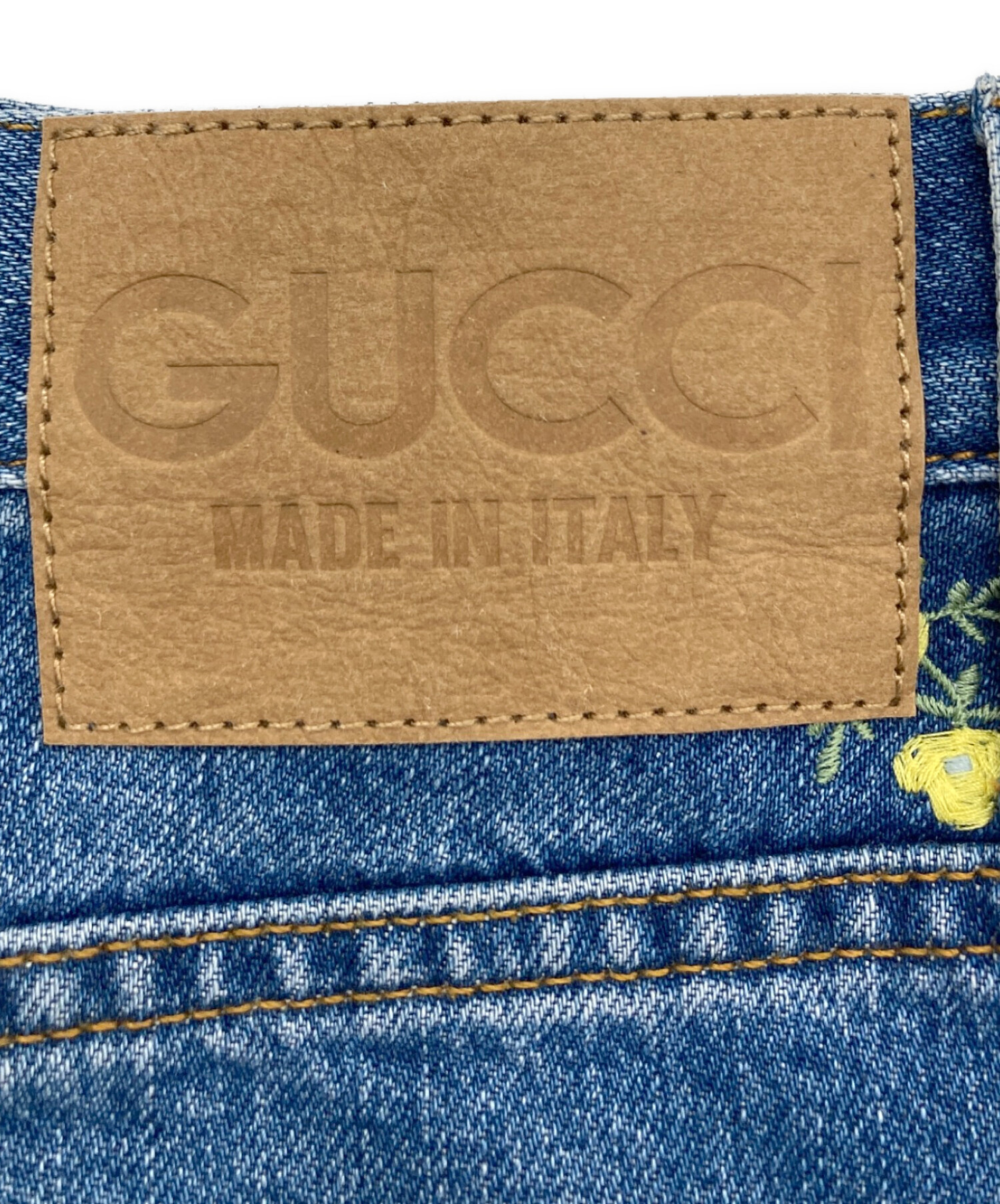 中古・古着通販】GUCCI (グッチ) フラワー刺繍デニムミニスカート  