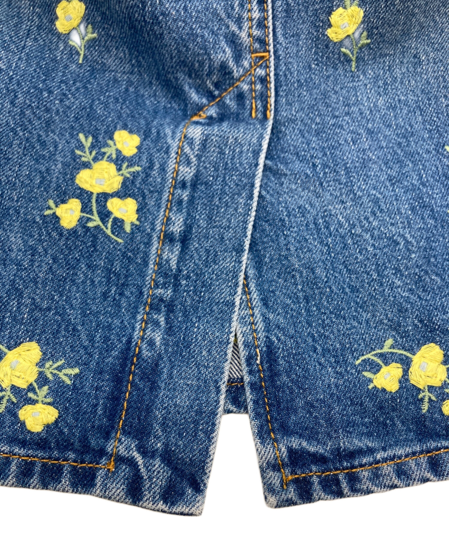 中古・古着通販】GUCCI (グッチ) フラワー刺繍デニムミニスカート  