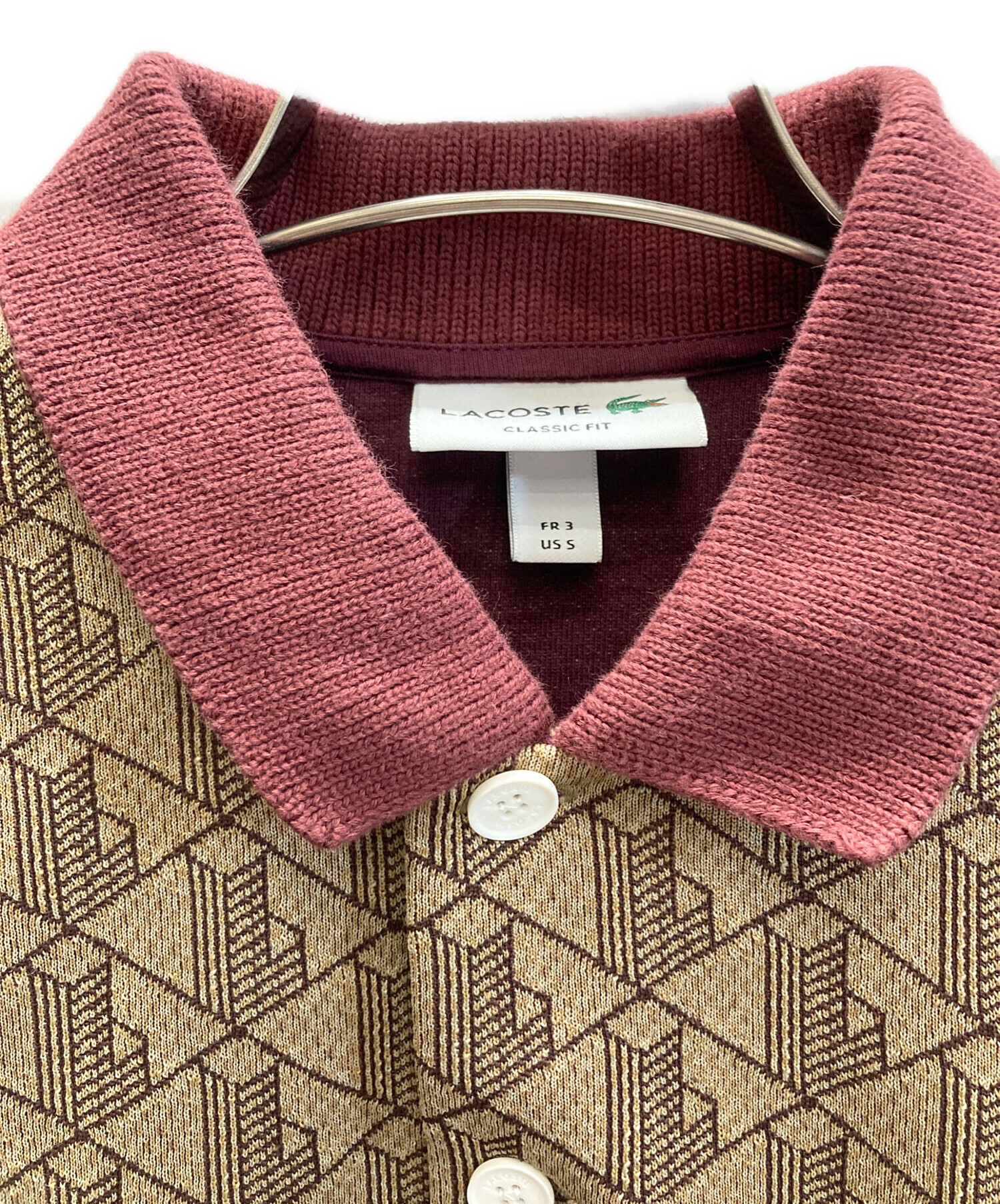 ラコステ モノグラムポロシャツ 中古・古着通販】LACOSTE (ラコステ) モノグラムジャカードポロシャツ