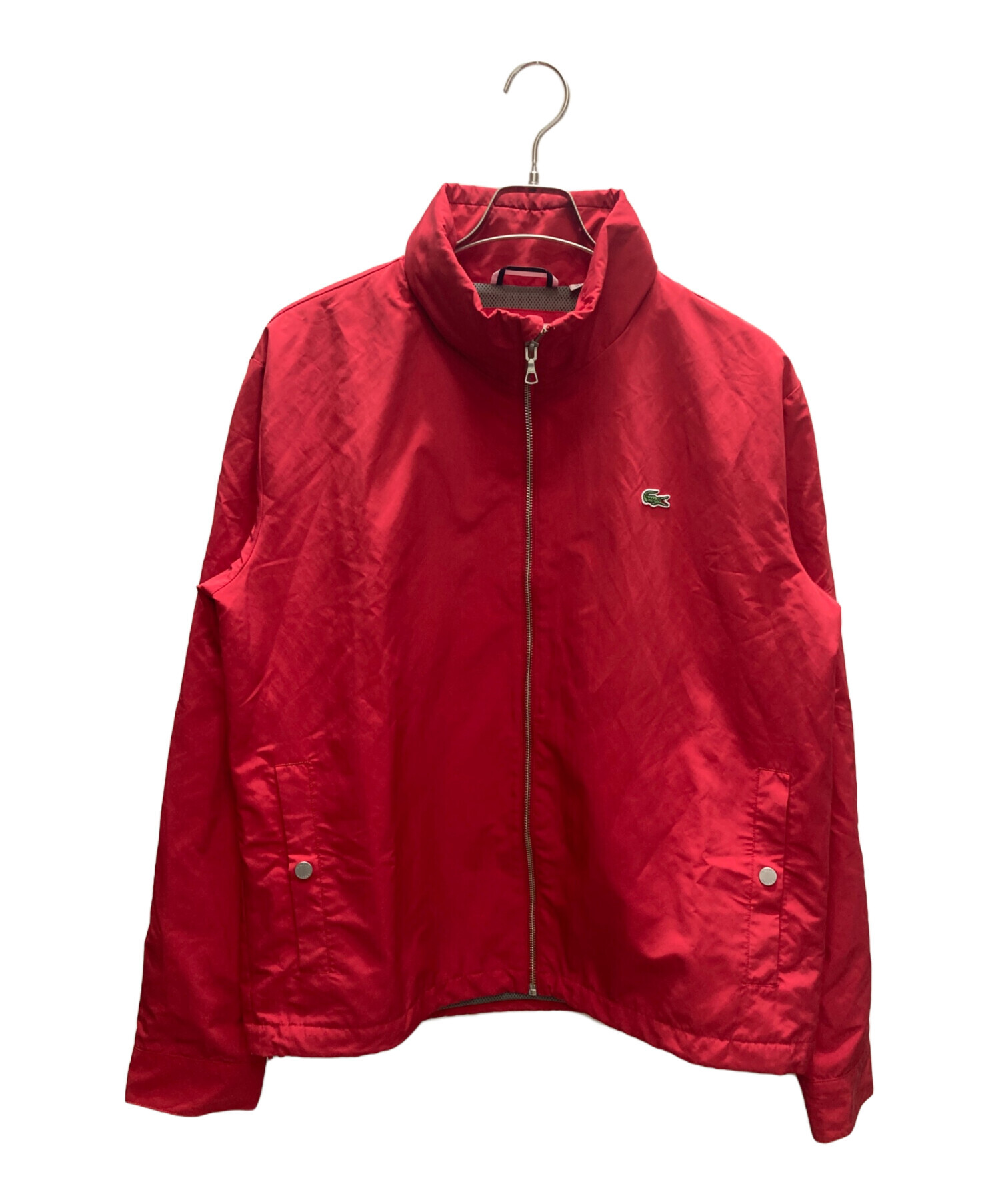 LACOSTE レッド ジップアップジャケット US 5 NWT $185 Lacoste Full Zip Front Track Jacket 5/LRG Red +White Arm