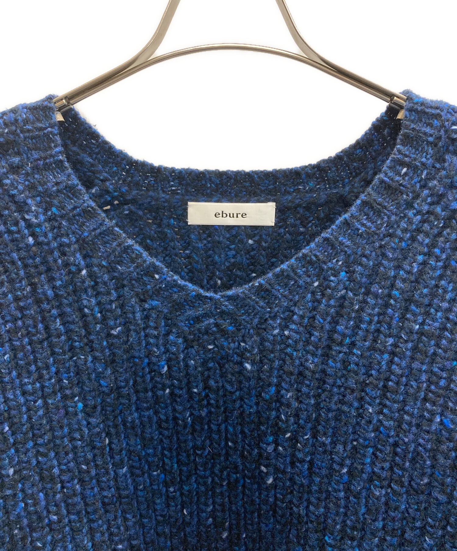 中古・古着通販】ebure (エブール) カシミヤ混Vネックニット ネイビー