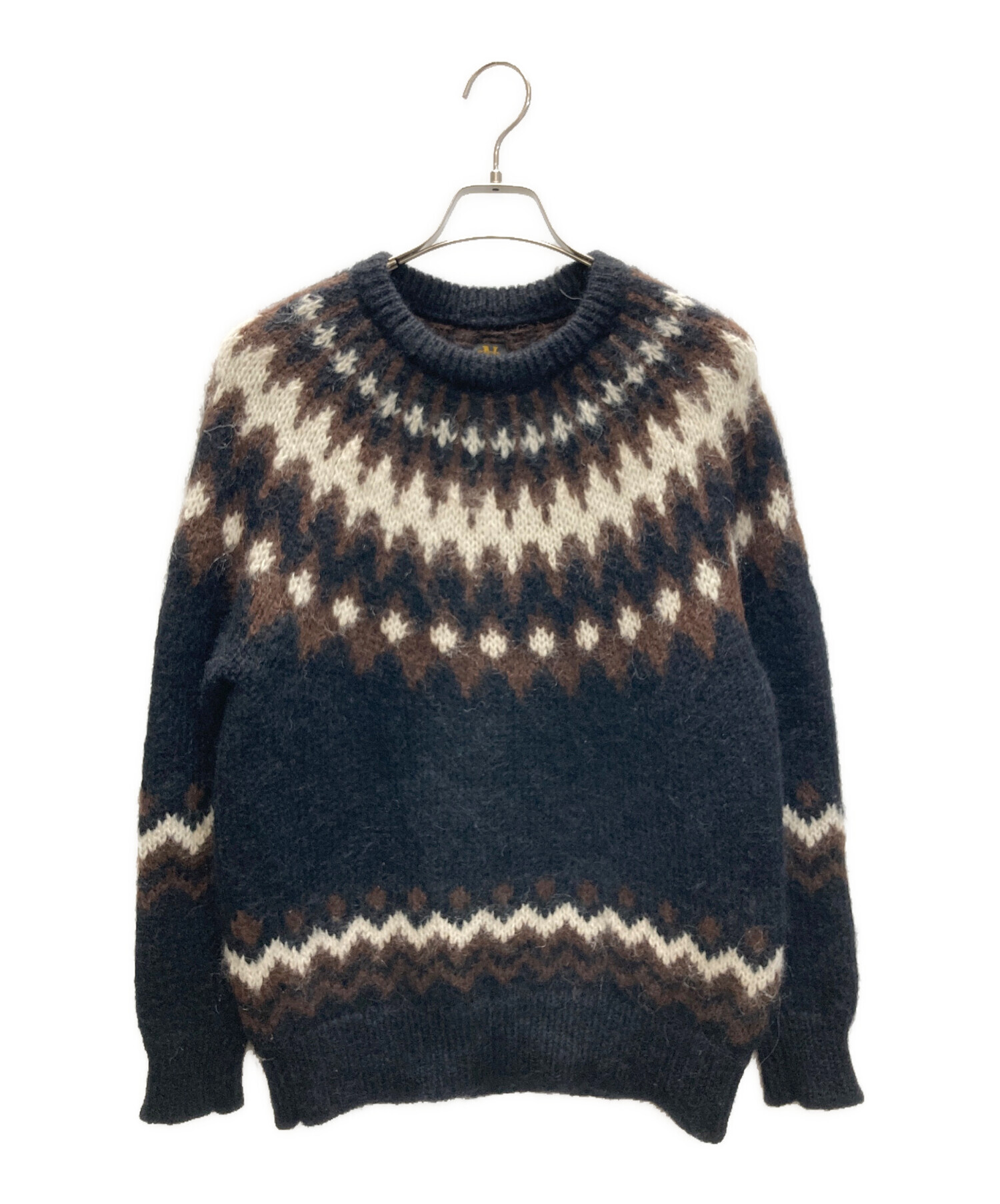 中古・古着通販】BATONER (バトナ―) MOHAIR NORDIC CREW NECK ブラック 