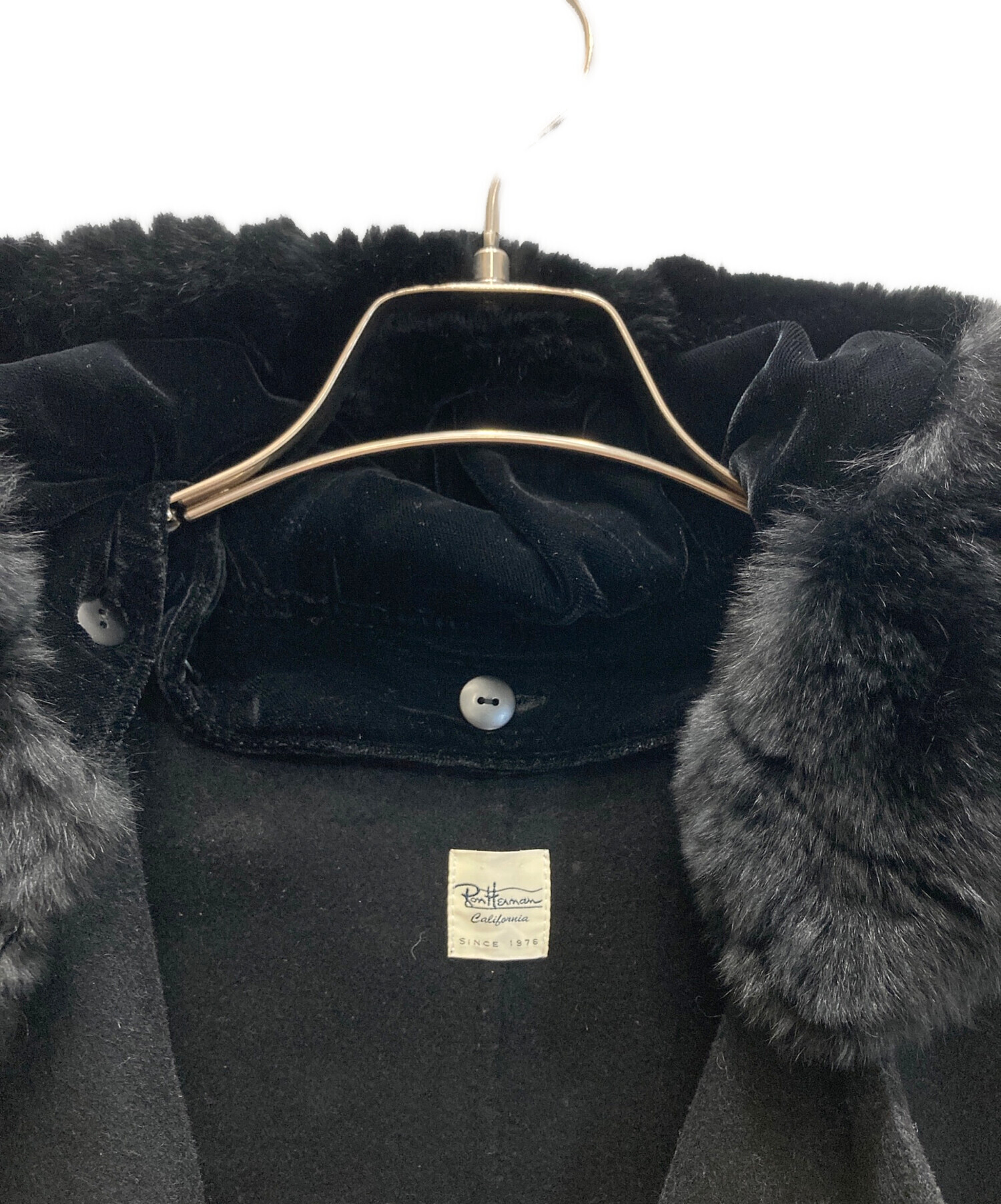 Ron Herman ロンハーマン ファーフード ライトメルトンコート ブラック Ron Herman ロンハーマン ファーフード ライトメルトンコート ブラック