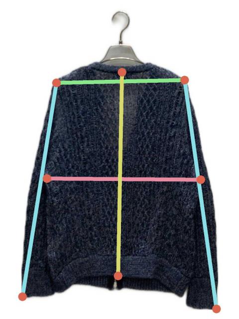 中古・古着通販】soduk (スドーク) ジップニットカーディガン ネイビー